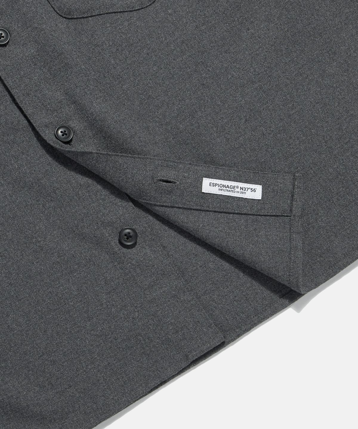 에스피오나지(ESPIONAGE) Cropped Big Pocket Shirt Dark Grey