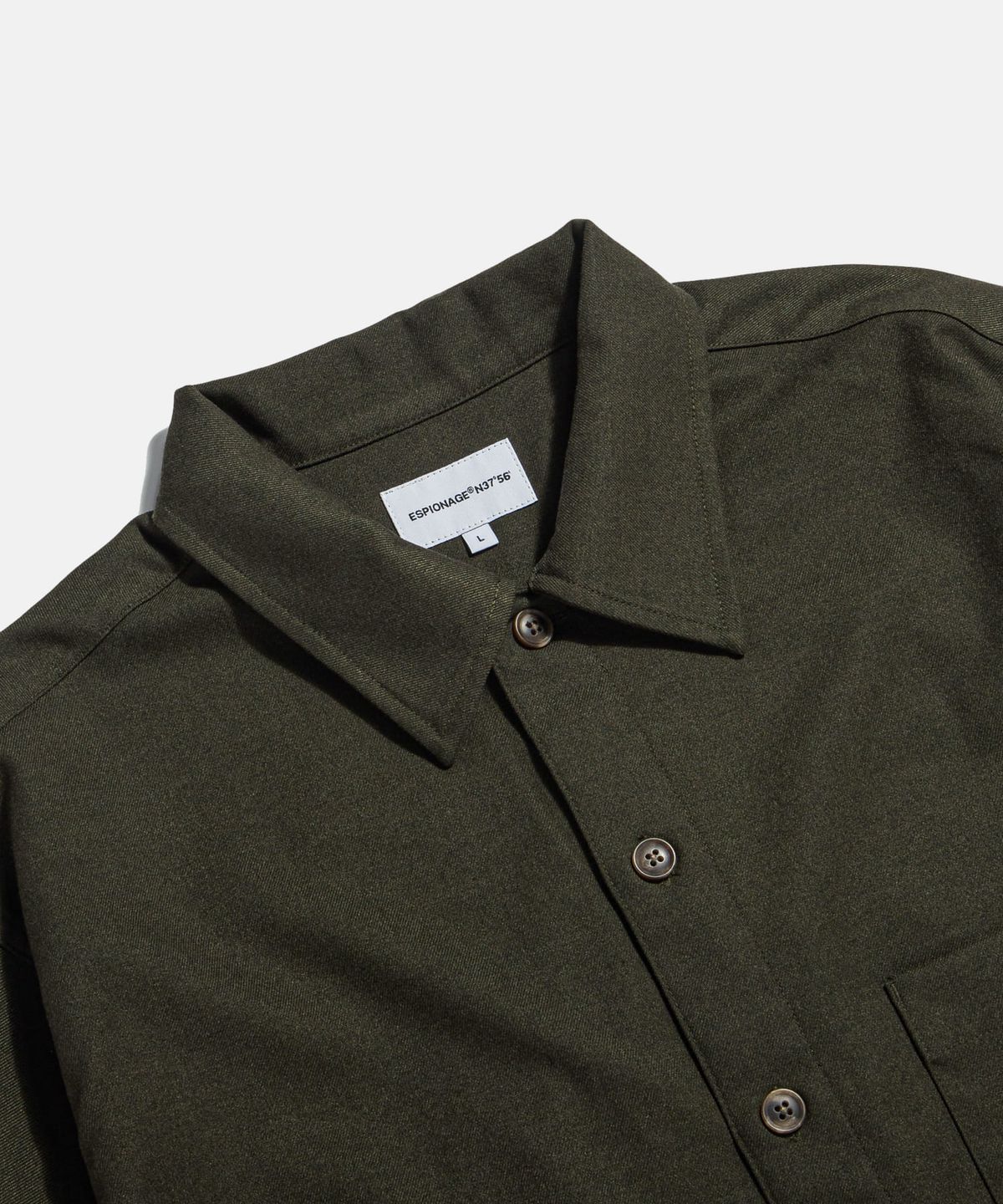에스피오나지(ESPIONAGE) Cropped Big Pocket Shirt Olive