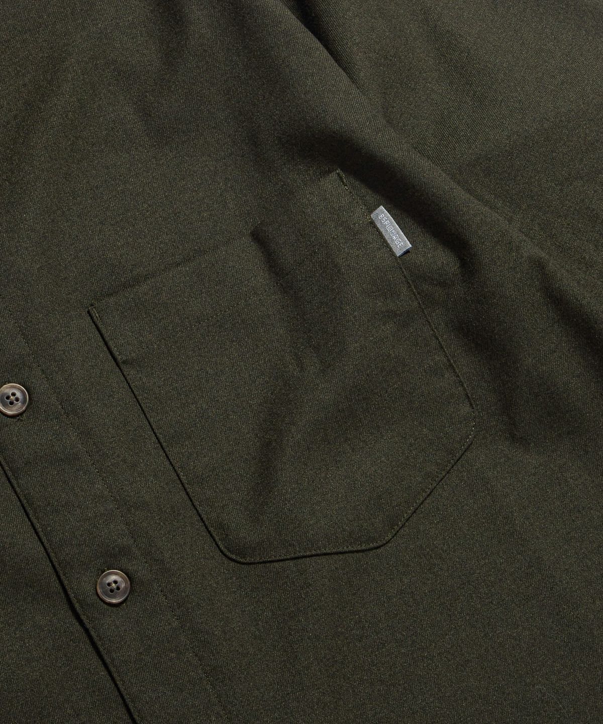 에스피오나지(ESPIONAGE) Cropped Big Pocket Shirt Olive
