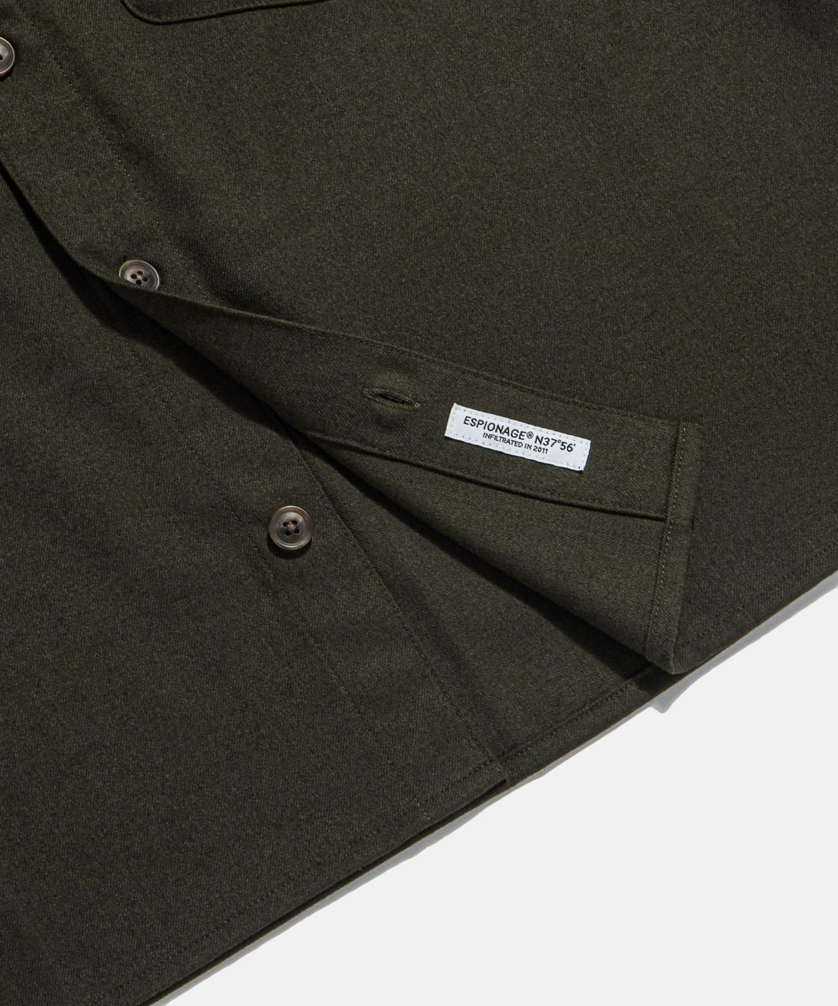 에스피오나지(ESPIONAGE) Cropped Big Pocket Shirt Olive