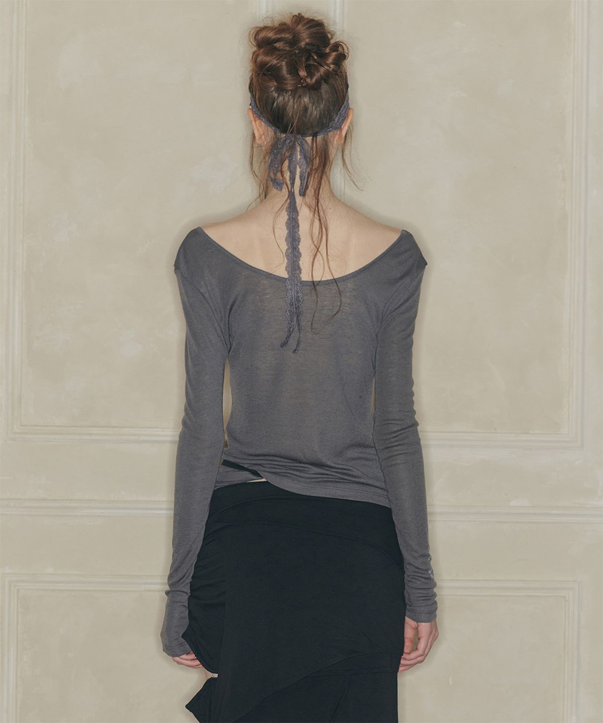 페인오어플레져(PAINORPLEASURE) SWAN LACE HAIRBAND charcoal