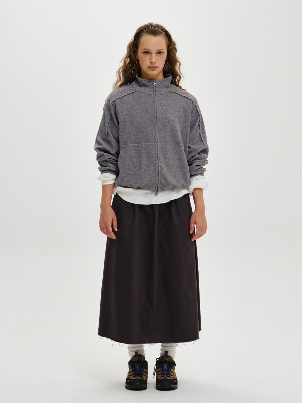 플리즈프로젝트(PLZPROJECT) WIDE FLARE SKIRT, CHARCOAL