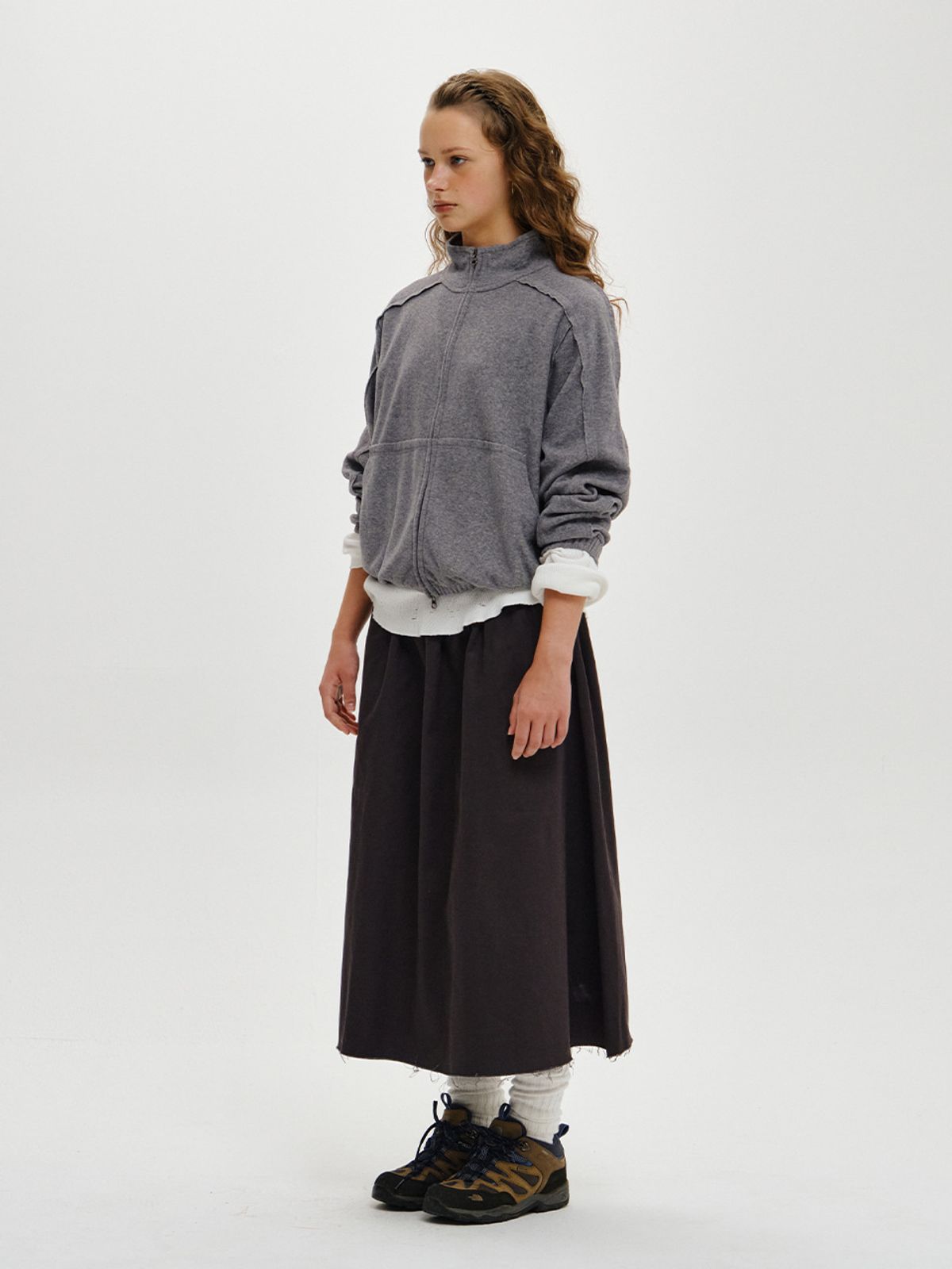 플리즈프로젝트(PLZPROJECT) WIDE FLARE SKIRT, CHARCOAL