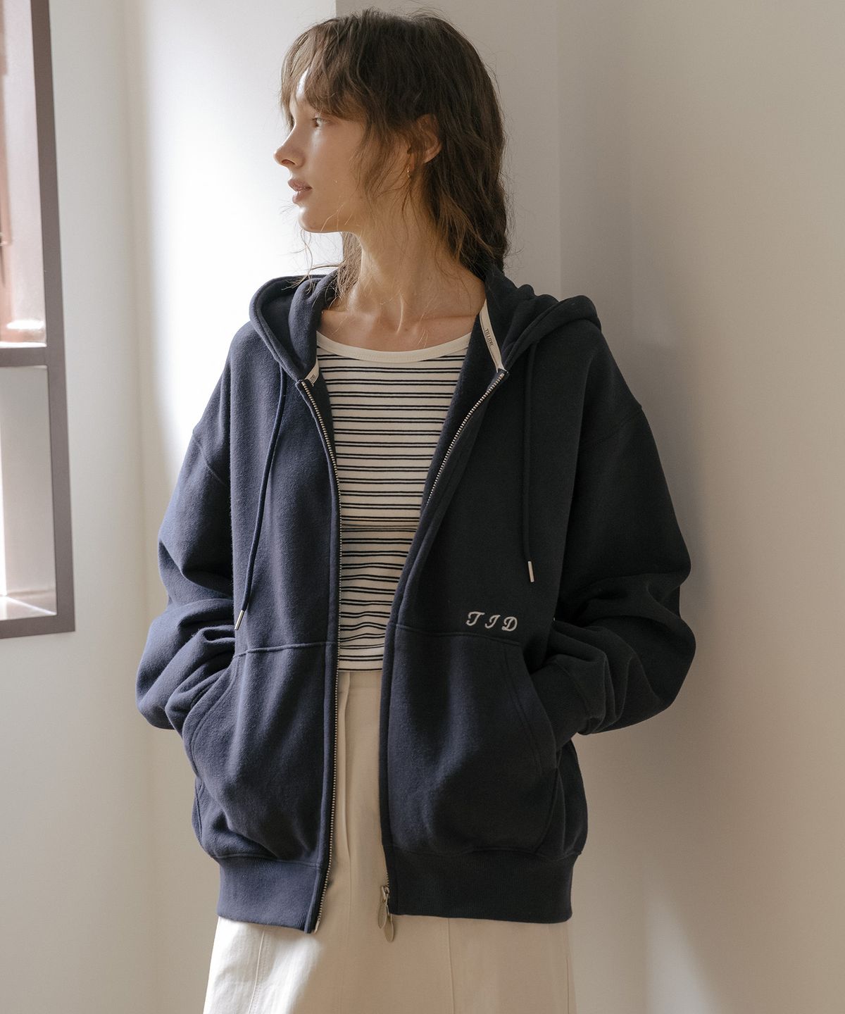 틸아이다이(TILL I DIE) Brushed terry oversized hoodie [TIFA06LT03]_Navy