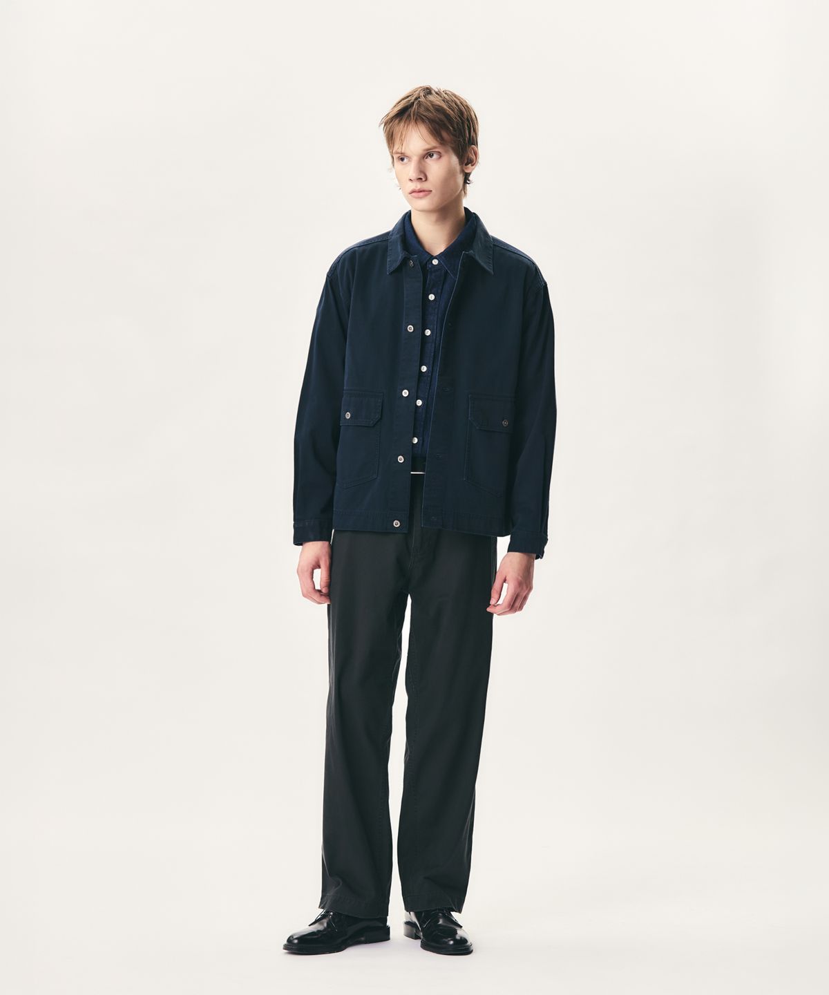 에스피오나지(ESPIONAGE) Cotton Trucker Shirt Jacket Navy