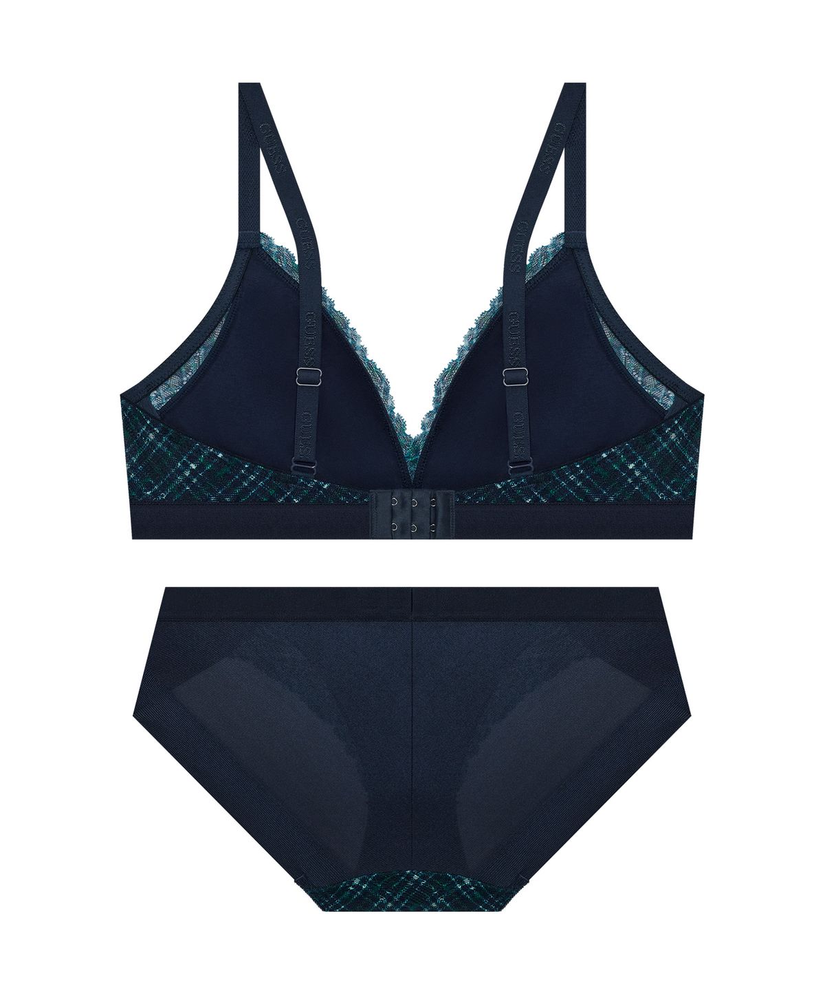 게스언더웨어(GUESS UNDERWEAR) 모던 타탄체크 레이스 브라렛 팬티 세트