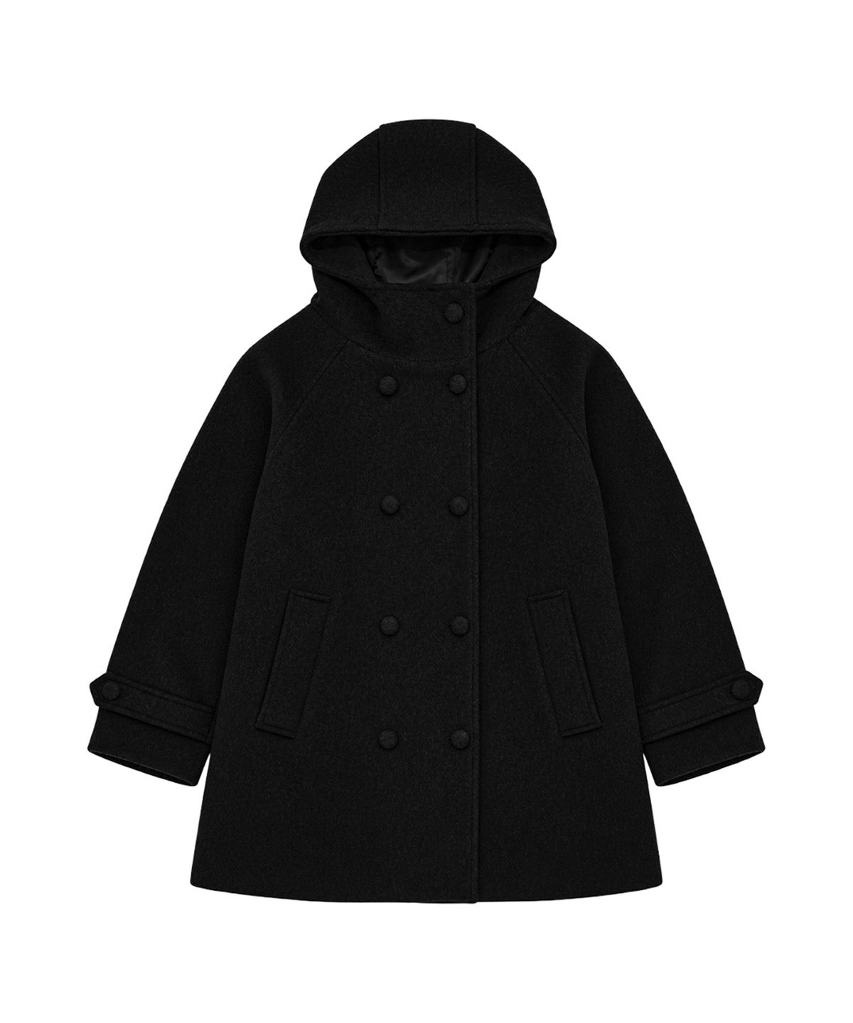 지도트(JIDOT) WOOL HIGH NECK DOUBLE COAT BLACK