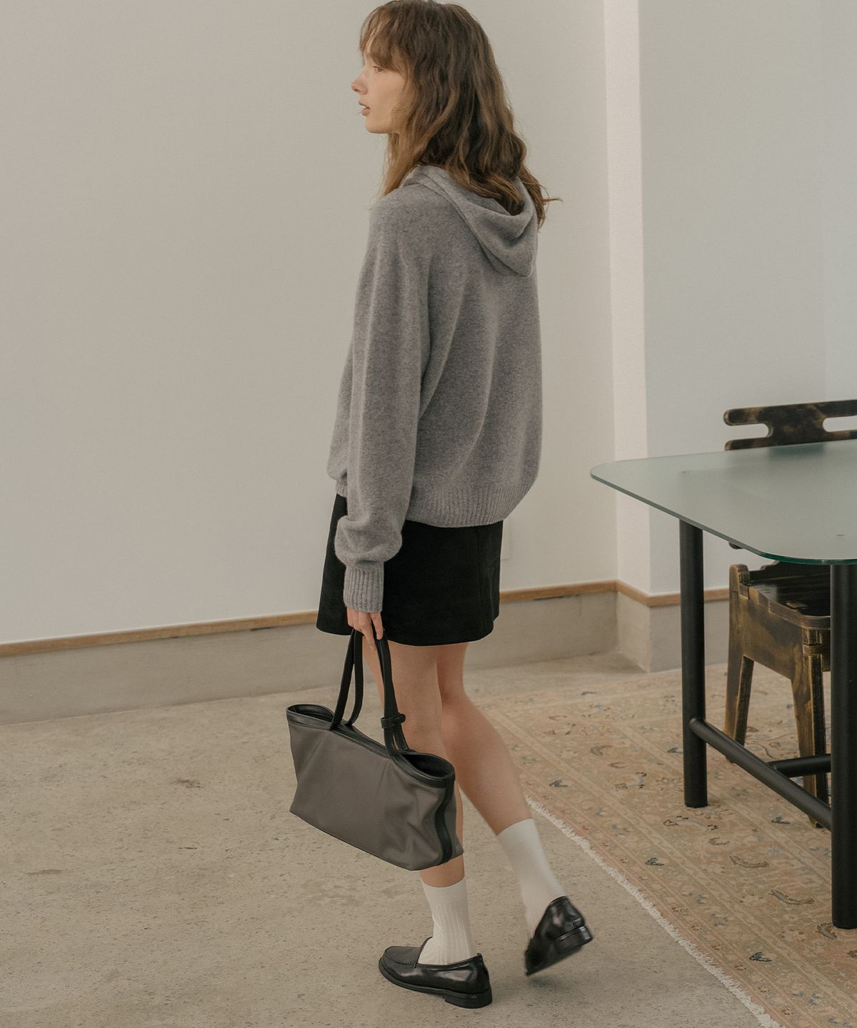 틸아이다이(TILL I DIE) Nylon leather tote Bag [TIFA06AH01]_Gray khaki