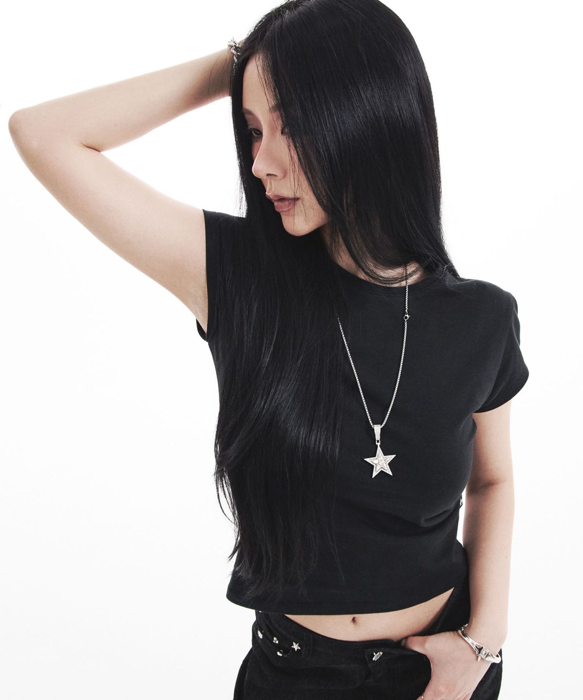 시데라(SIDERA) Sidera Slim Fit Cotton T-shirt [Black]