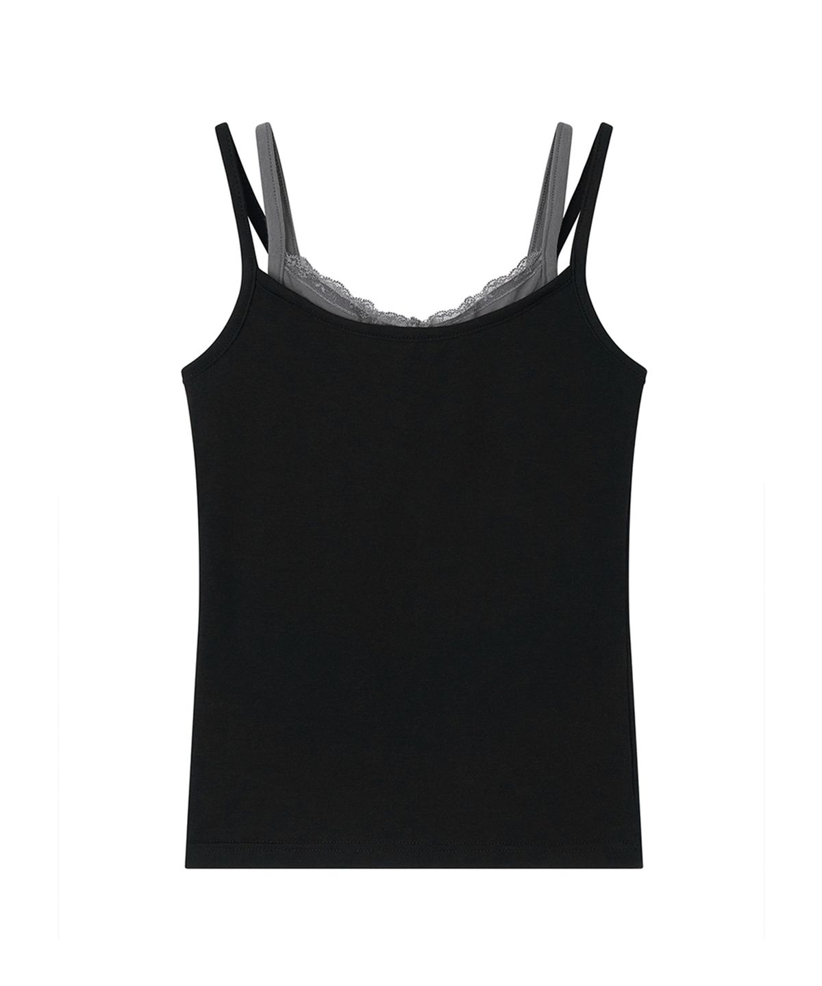로타입(ROUGHTYPE) Double Layered Lace Sleeveless - Black