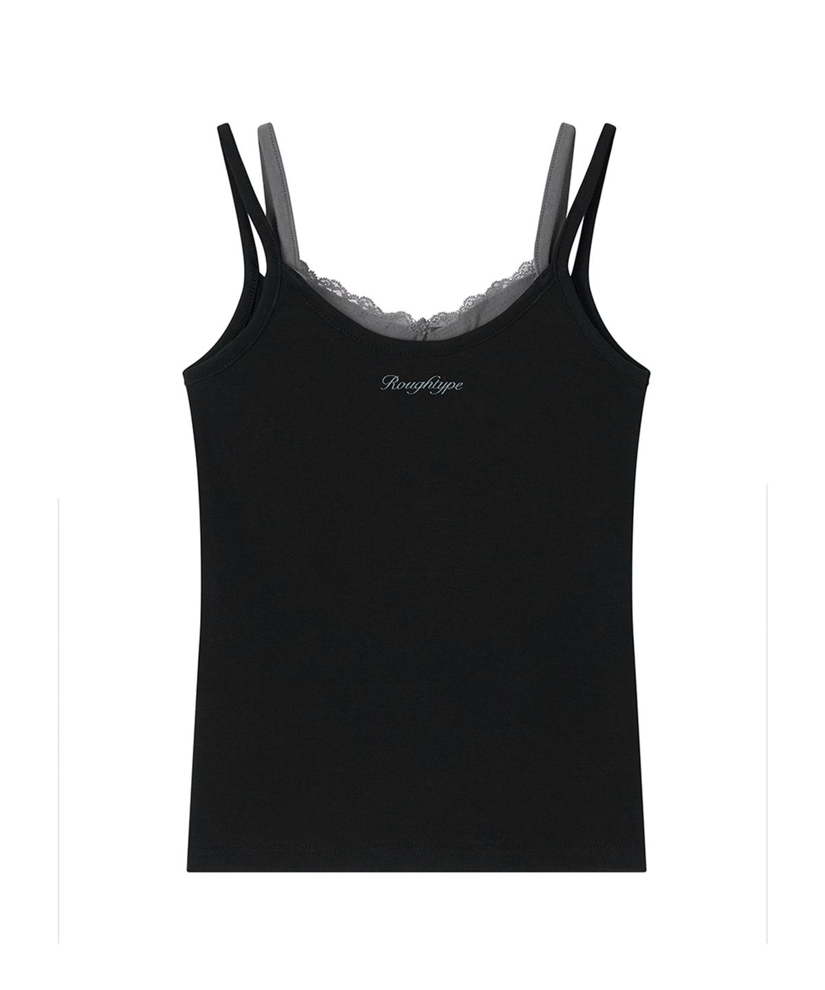 로타입(ROUGHTYPE) Double Layered Lace Sleeveless - Black