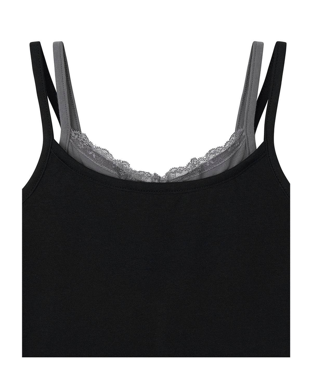 로타입(ROUGHTYPE) Double Layered Lace Sleeveless - Black
