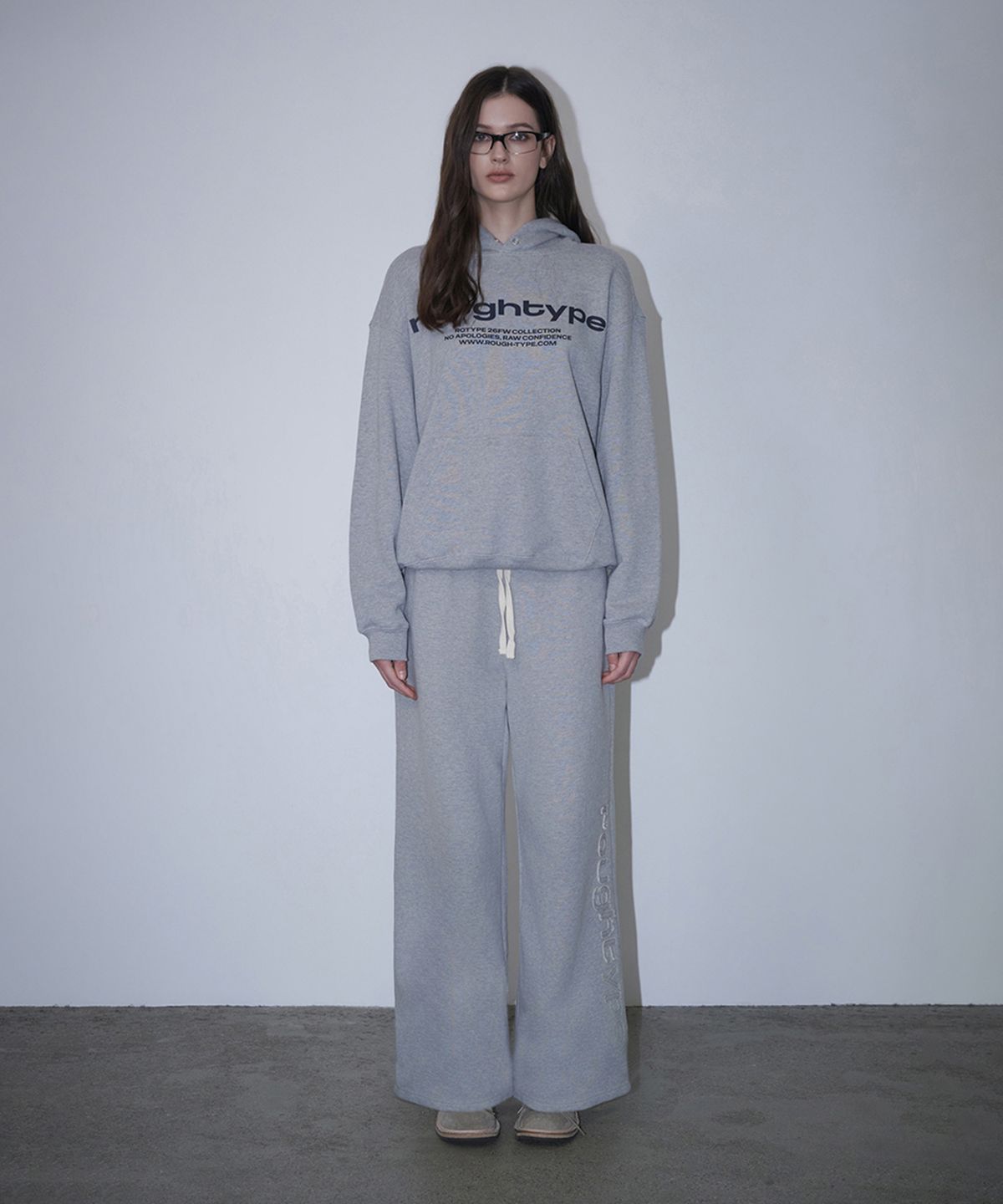 로타입(ROUGHTYPE) Signature Oversized Hoodie - Gray