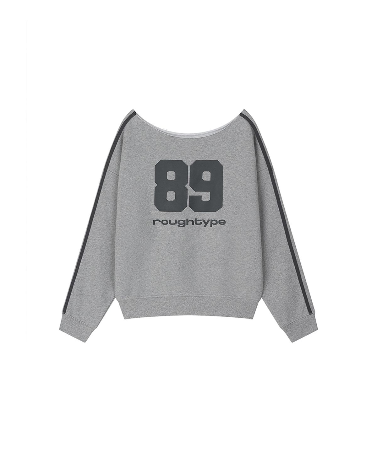 로타입(ROUGHTYPE) Trackline Off-Shoulder Sweatshirt - Gray