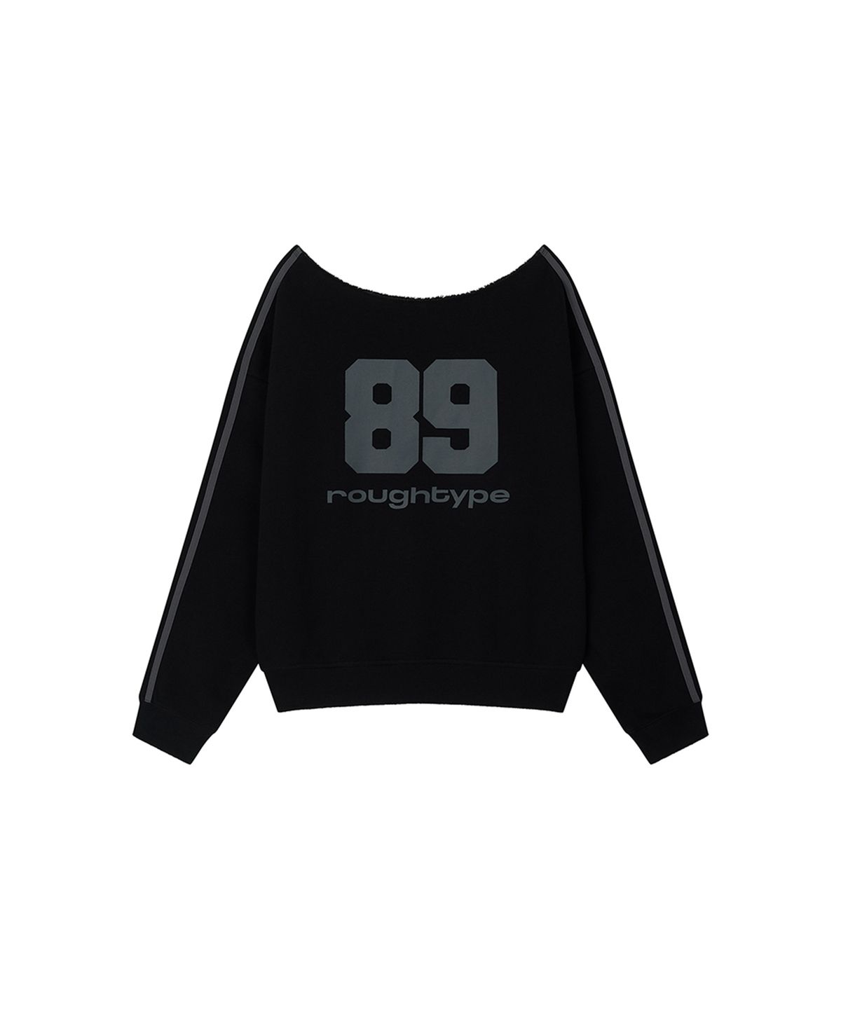 로타입(ROUGHTYPE) Trackline Off-Shoulder Sweatshirt - Black