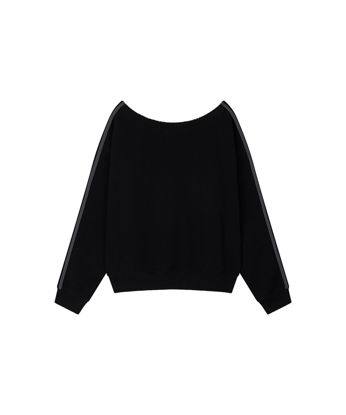 로타입(ROUGHTYPE) Trackline Off-Shoulder Sweatshirt - Black