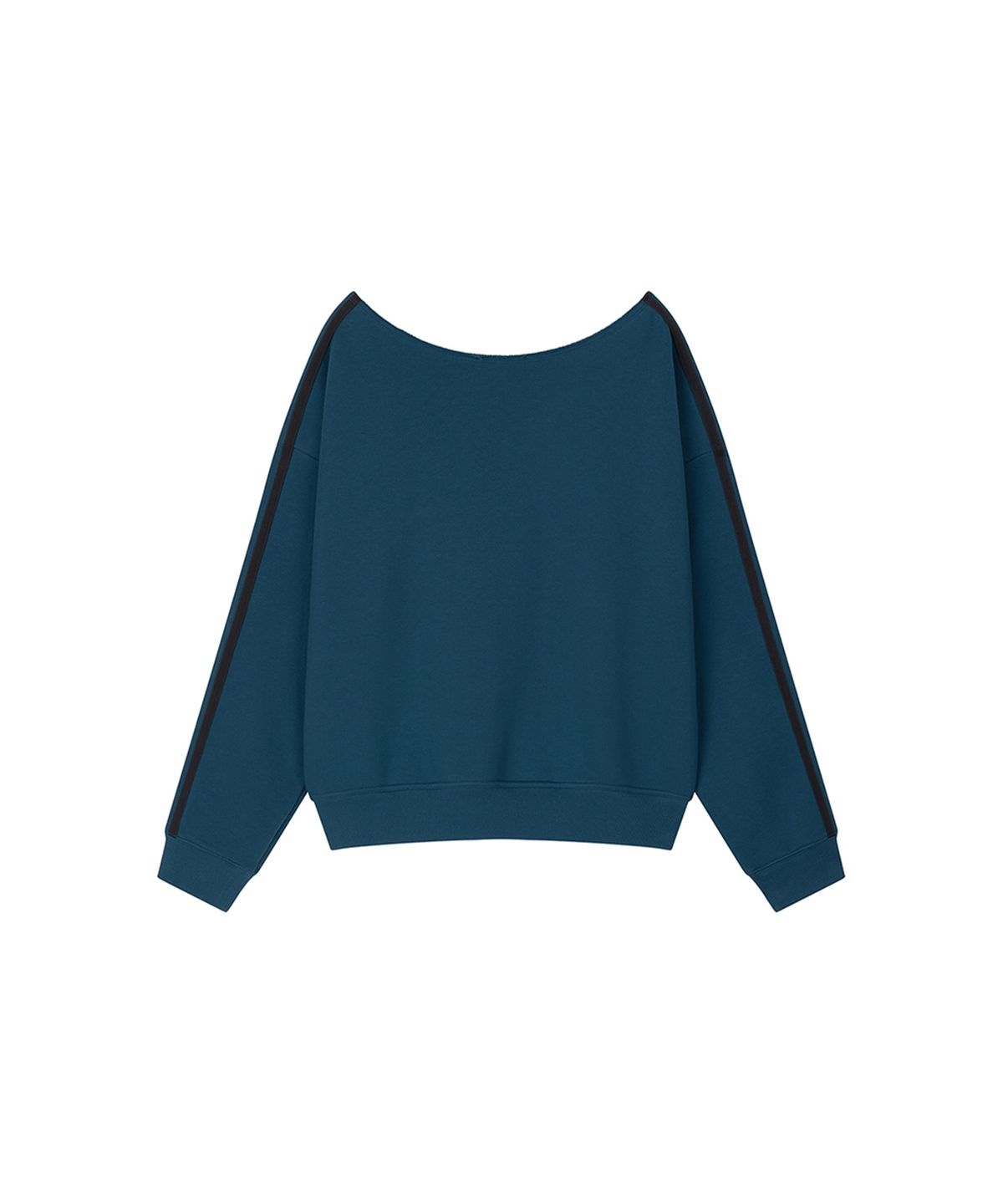 로타입(ROUGHTYPE) Trackline Off-Shoulder Sweatshirt - Blue green