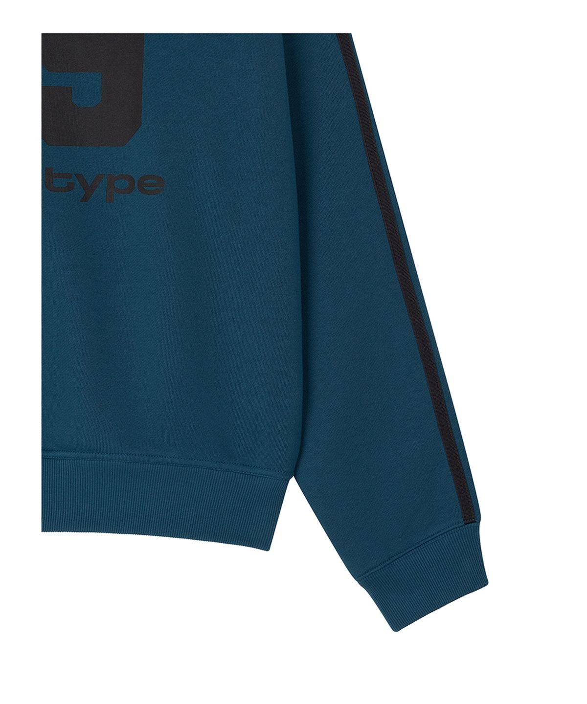 로타입(ROUGHTYPE) Trackline Off-Shoulder Sweatshirt - Blue green