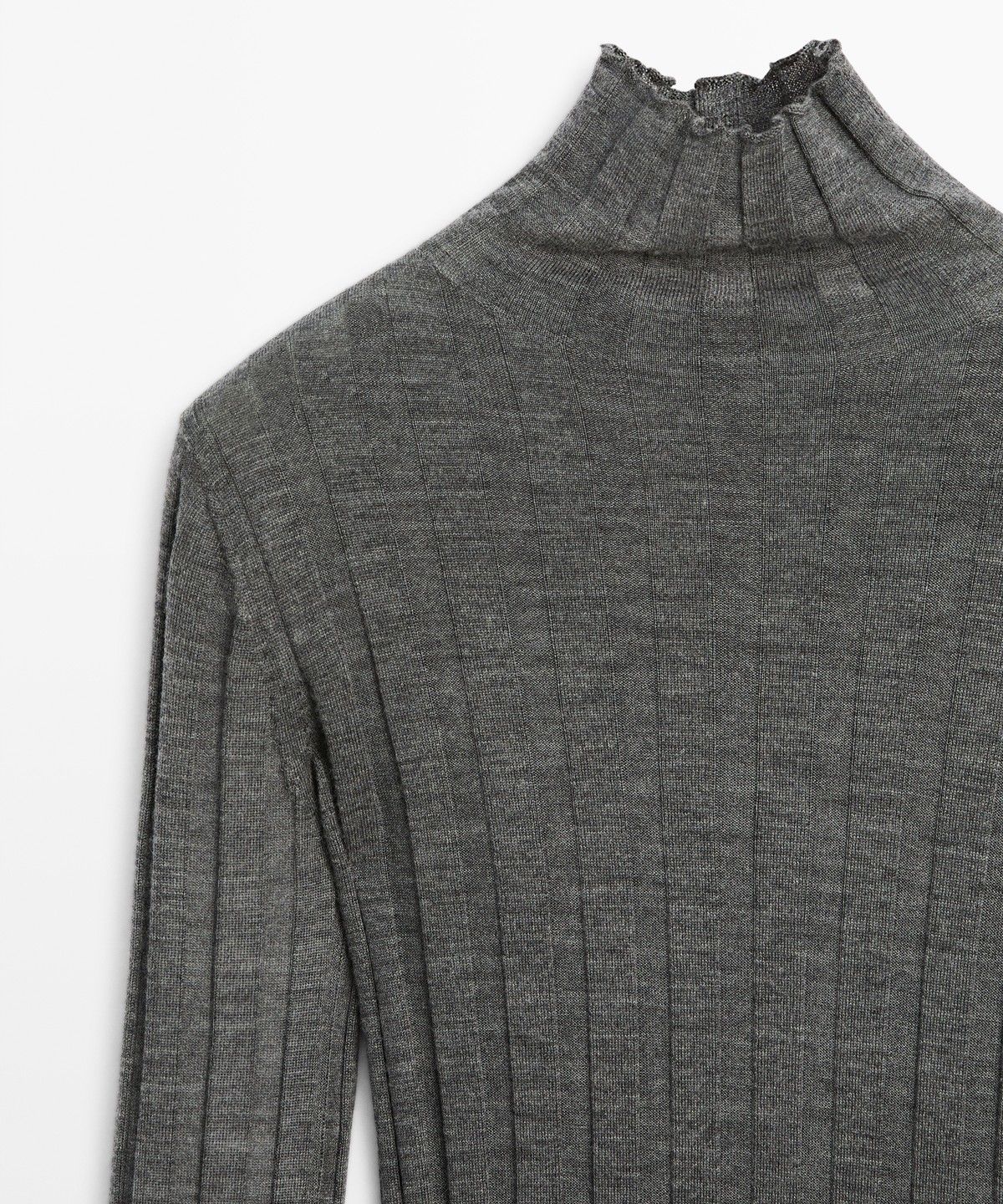 마시모두띠(MASSIMO DUTTI) 골지 모크 넥 니트 스웨터