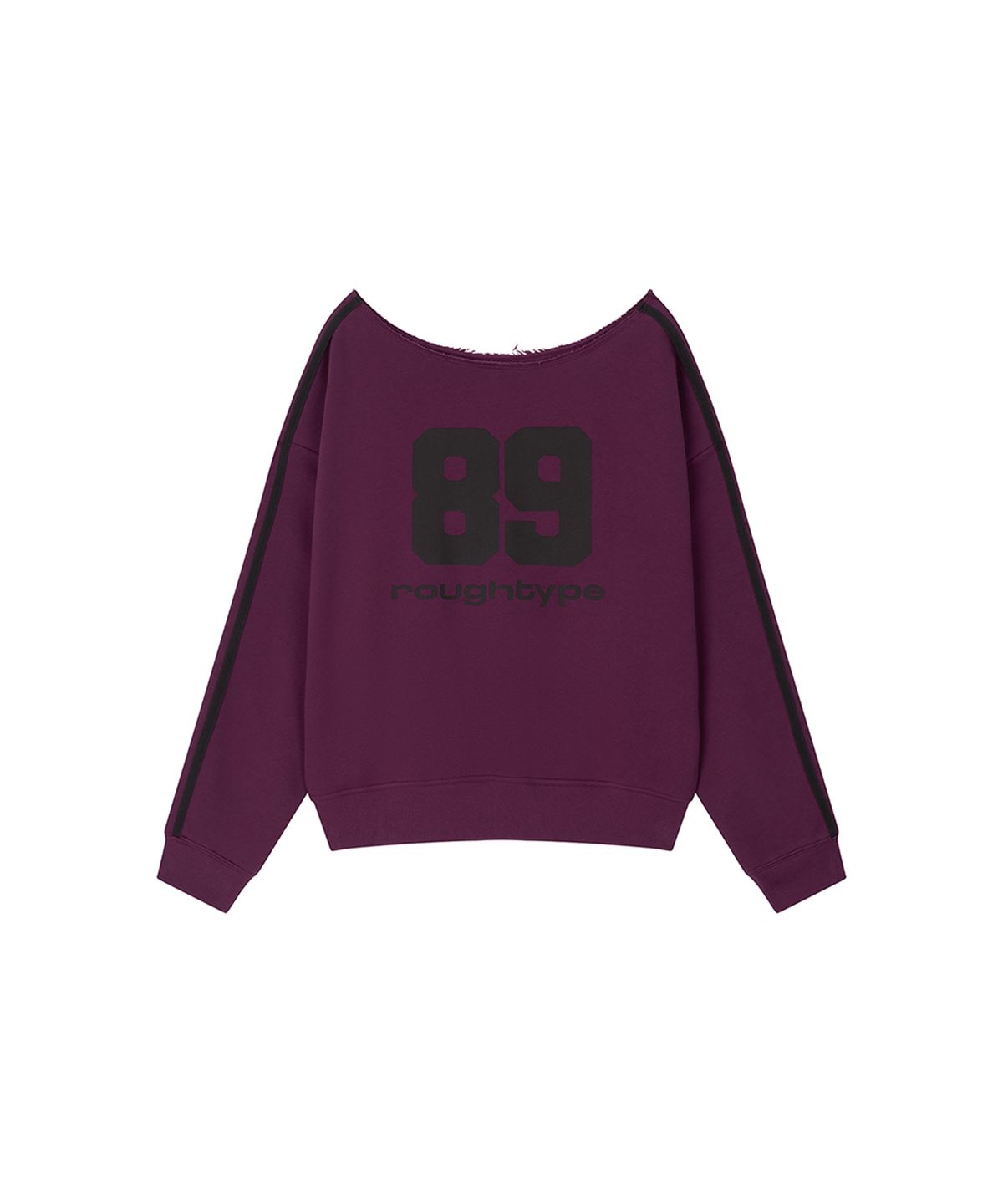 로타입(ROUGHTYPE) Trackline Off-Shoulder Sweatshirt - Purple