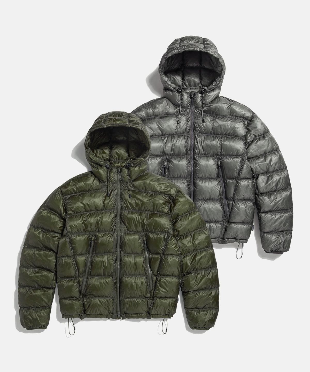 에스피오나지(ESPIONAGE) Sheer Shell Padded Jacket Olive