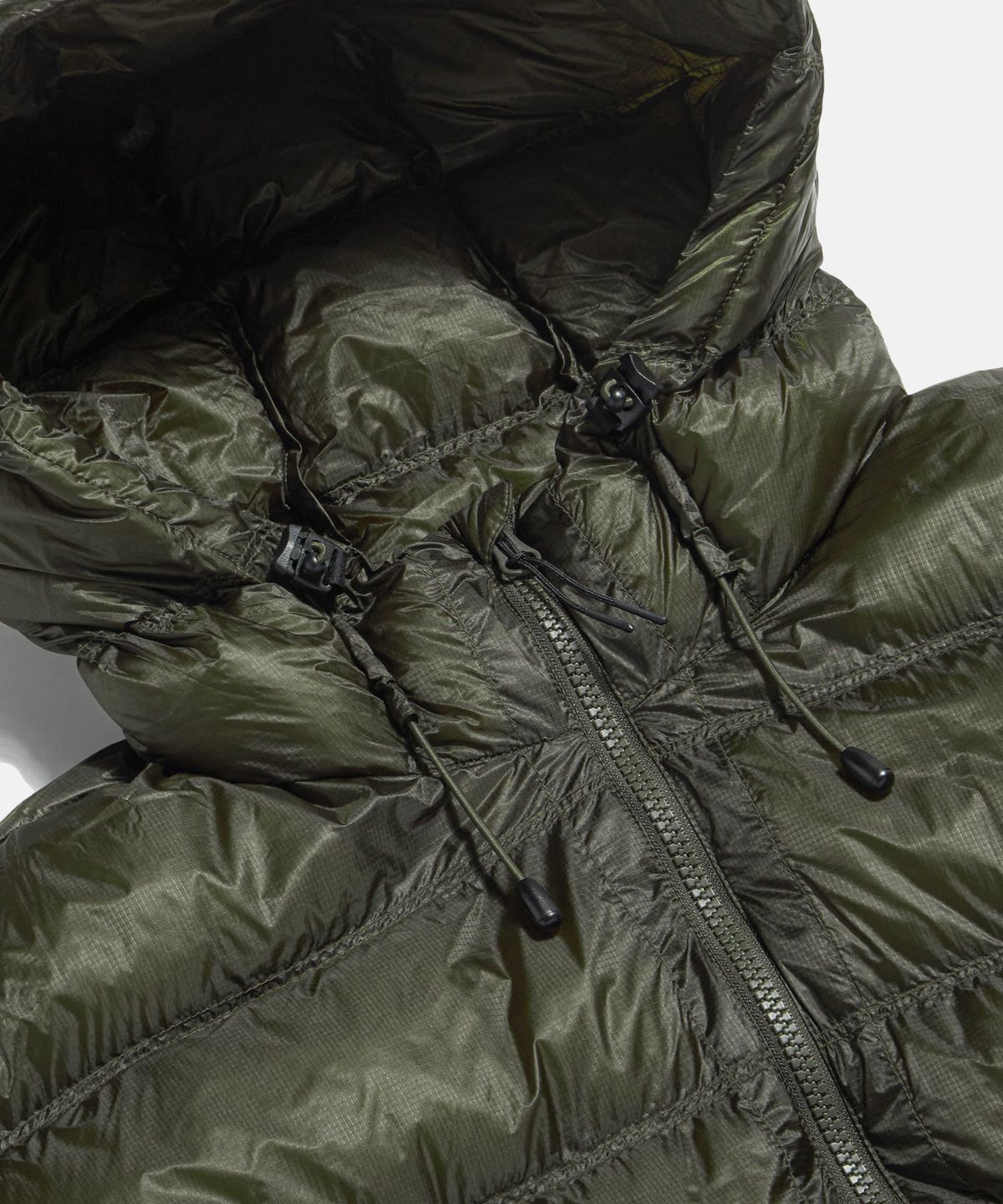에스피오나지(ESPIONAGE) Sheer Shell Padded Jacket Olive