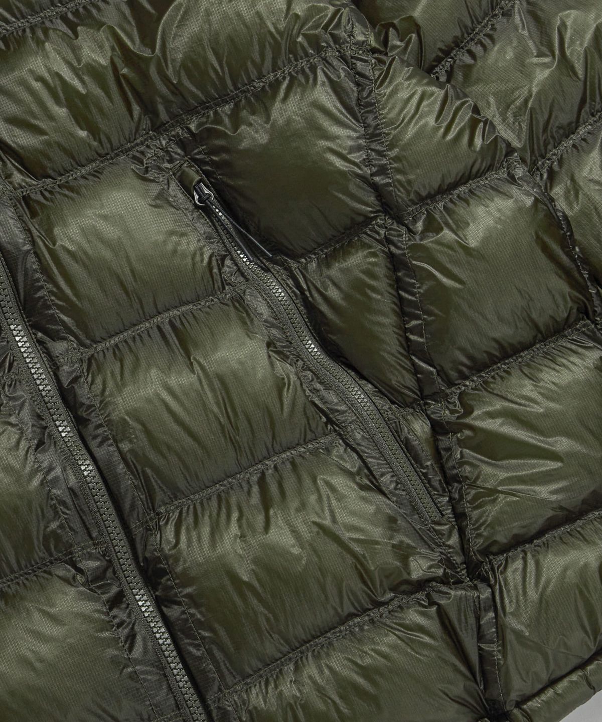에스피오나지(ESPIONAGE) Sheer Shell Padded Jacket Olive