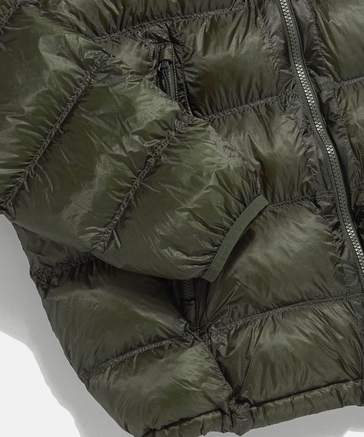 에스피오나지(ESPIONAGE) Sheer Shell Padded Jacket Olive