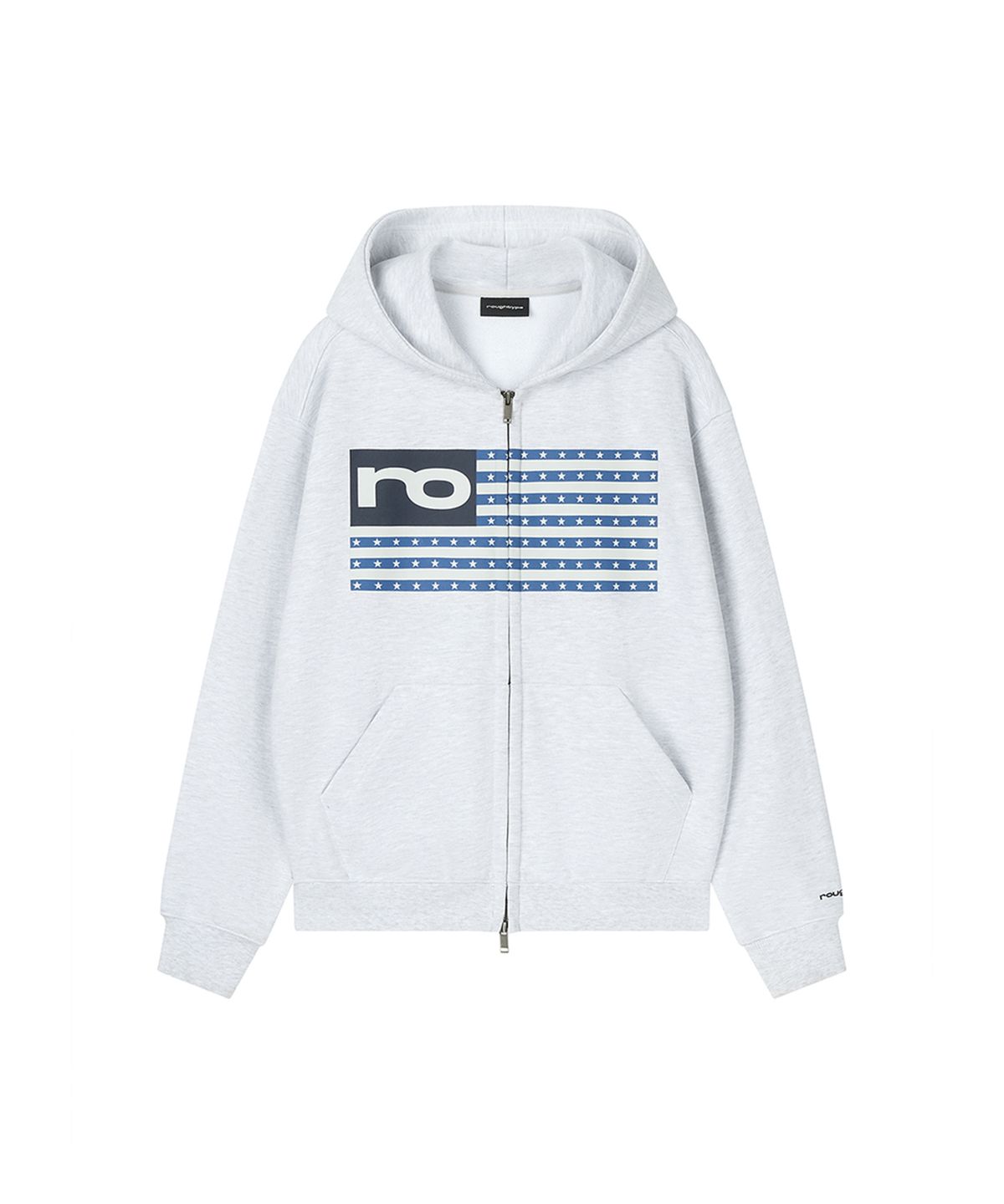 로타입(ROUGHTYPE) RO American Hoodie Zip-up - White melange