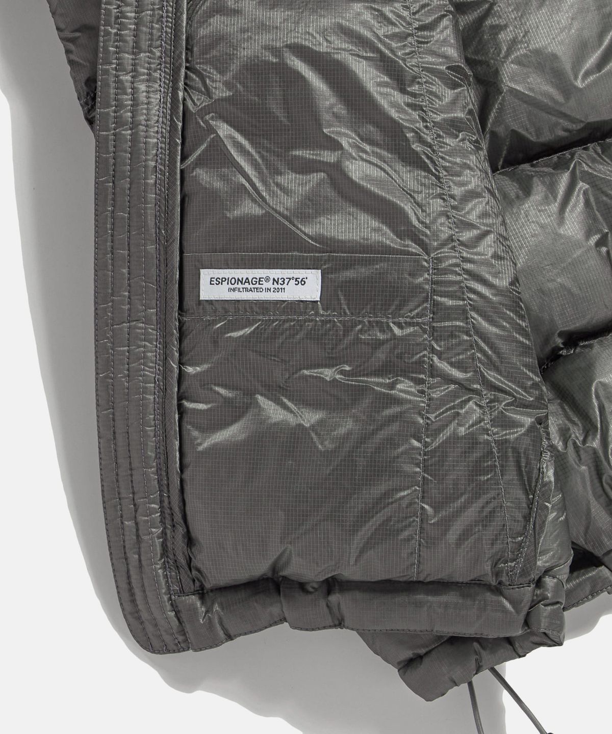 에스피오나지(ESPIONAGE) Sheer Shell Padded Jacket Grey