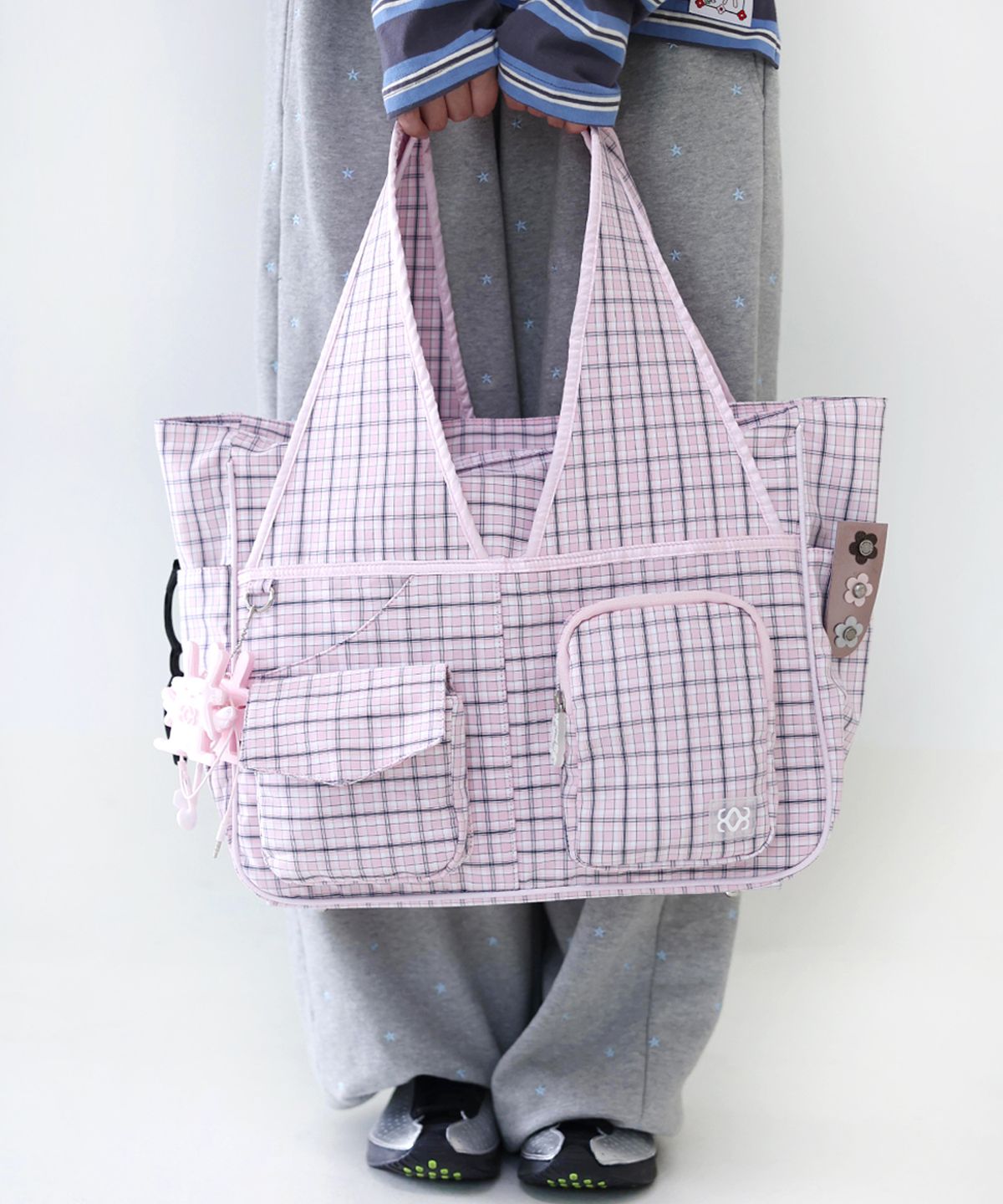 시월107(SIWL107) TIDI Work Bag (Check Pink)
