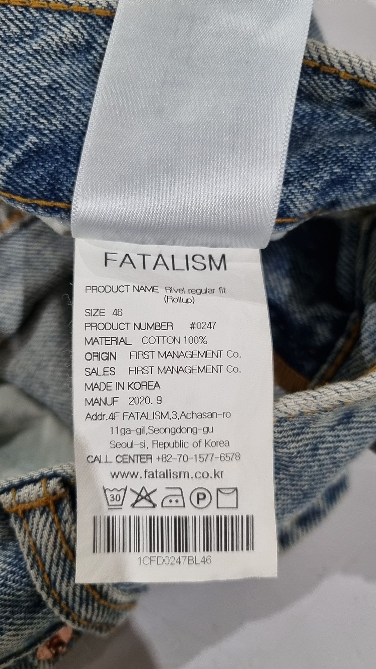 페이탈리즘(FATALISM) #0247 Rivel regular fit (Rollup) 46
