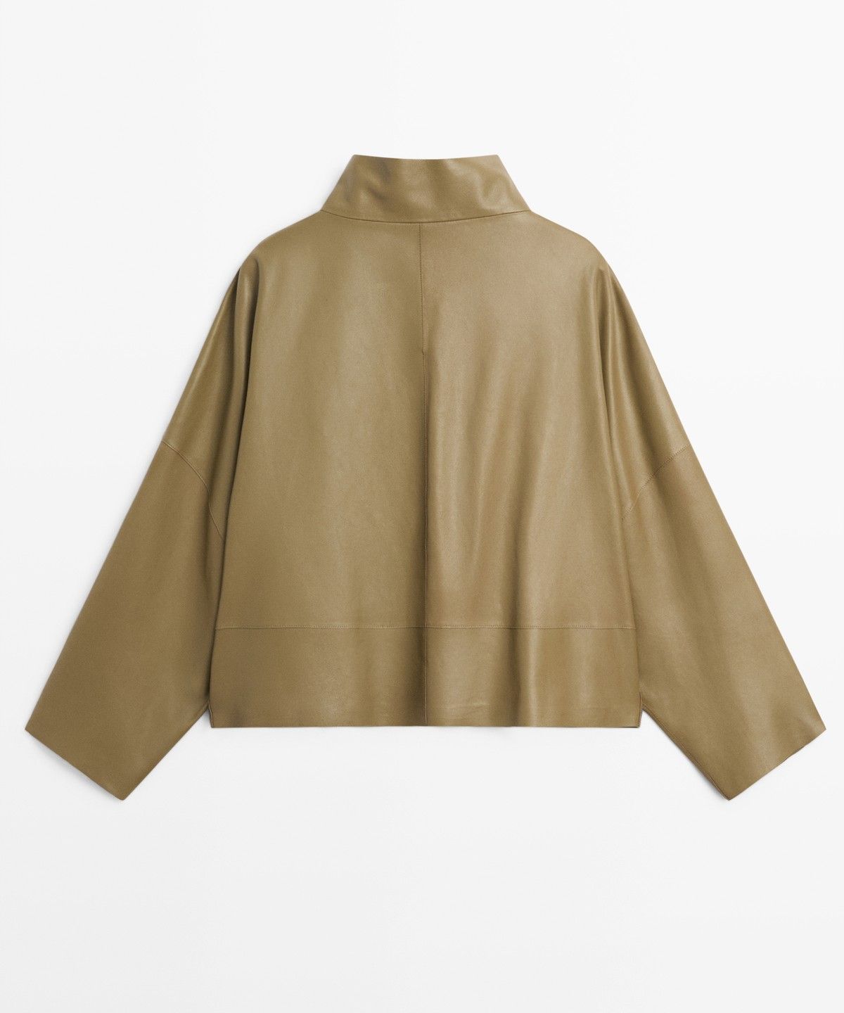 마시모두띠(MASSIMO DUTTI) 나파 가죽 하이넥 크롭 재킷