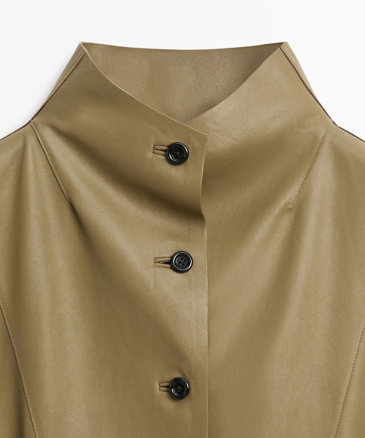 마시모두띠(MASSIMO DUTTI) 나파 가죽 하이넥 크롭 재킷