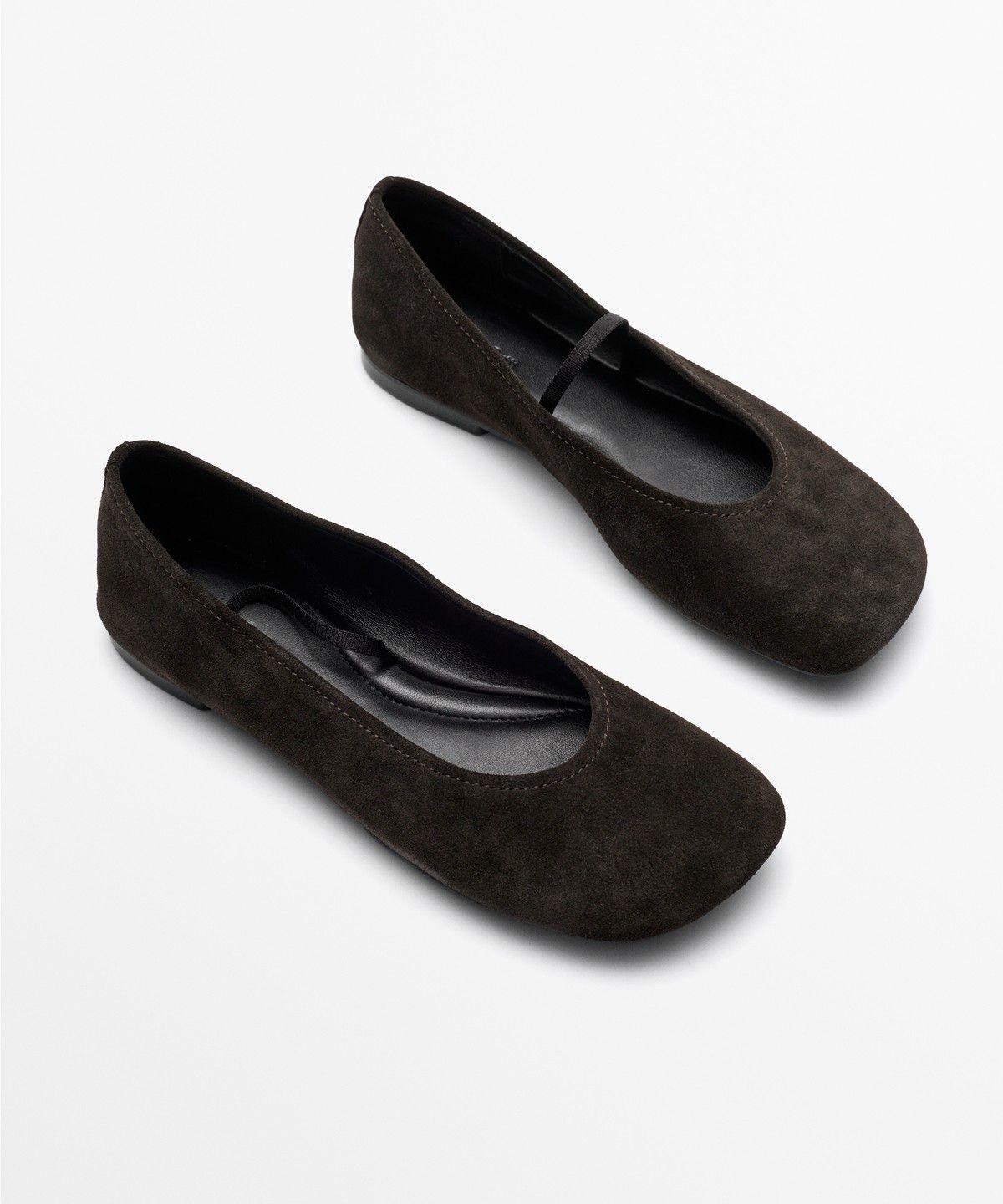 마시모두띠(MASSIMO DUTTI) 스퀘어 토 가죽 플랫 슈즈