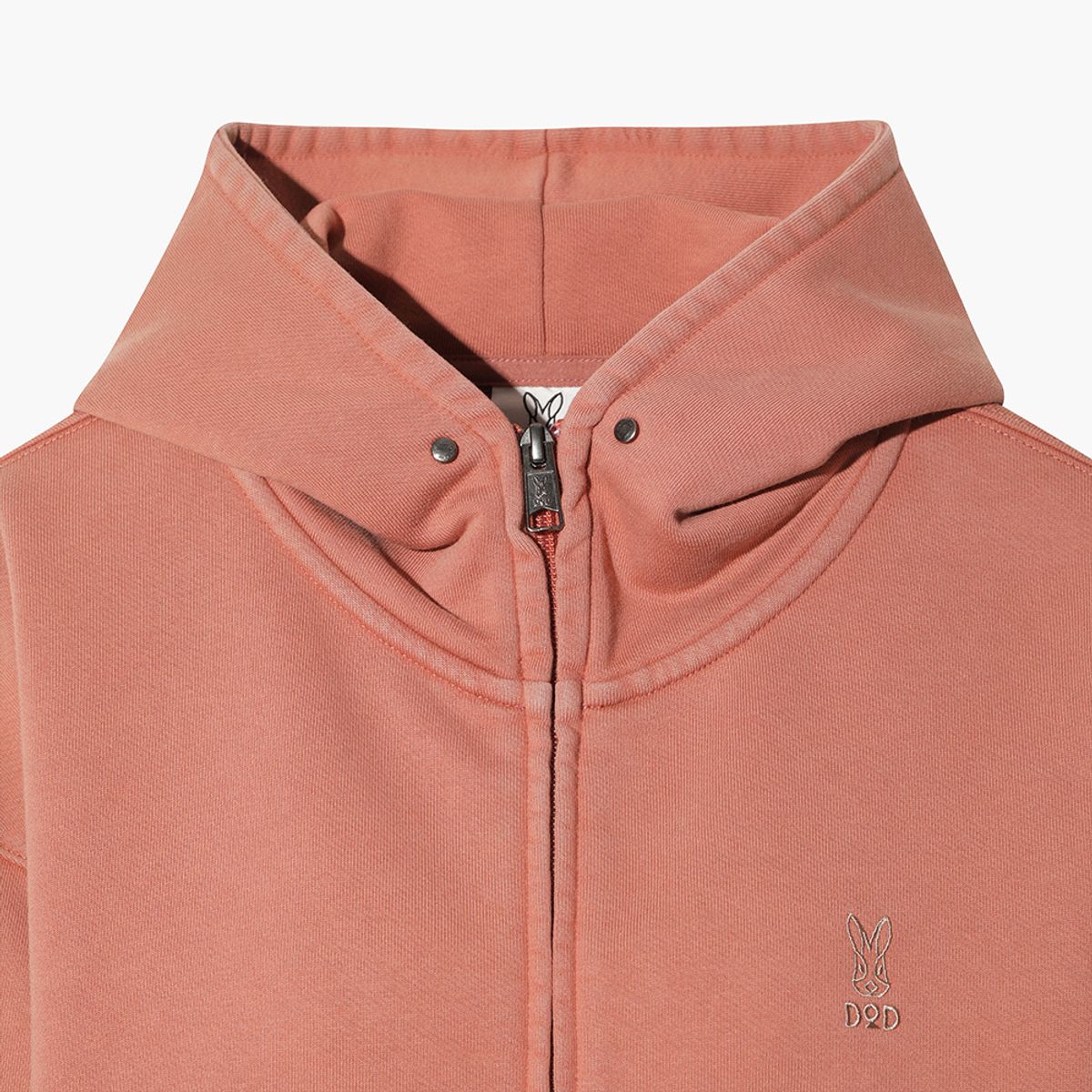 디오디(DOD) 여성) 페이드 워싱 크롭 후드집업(PINK)