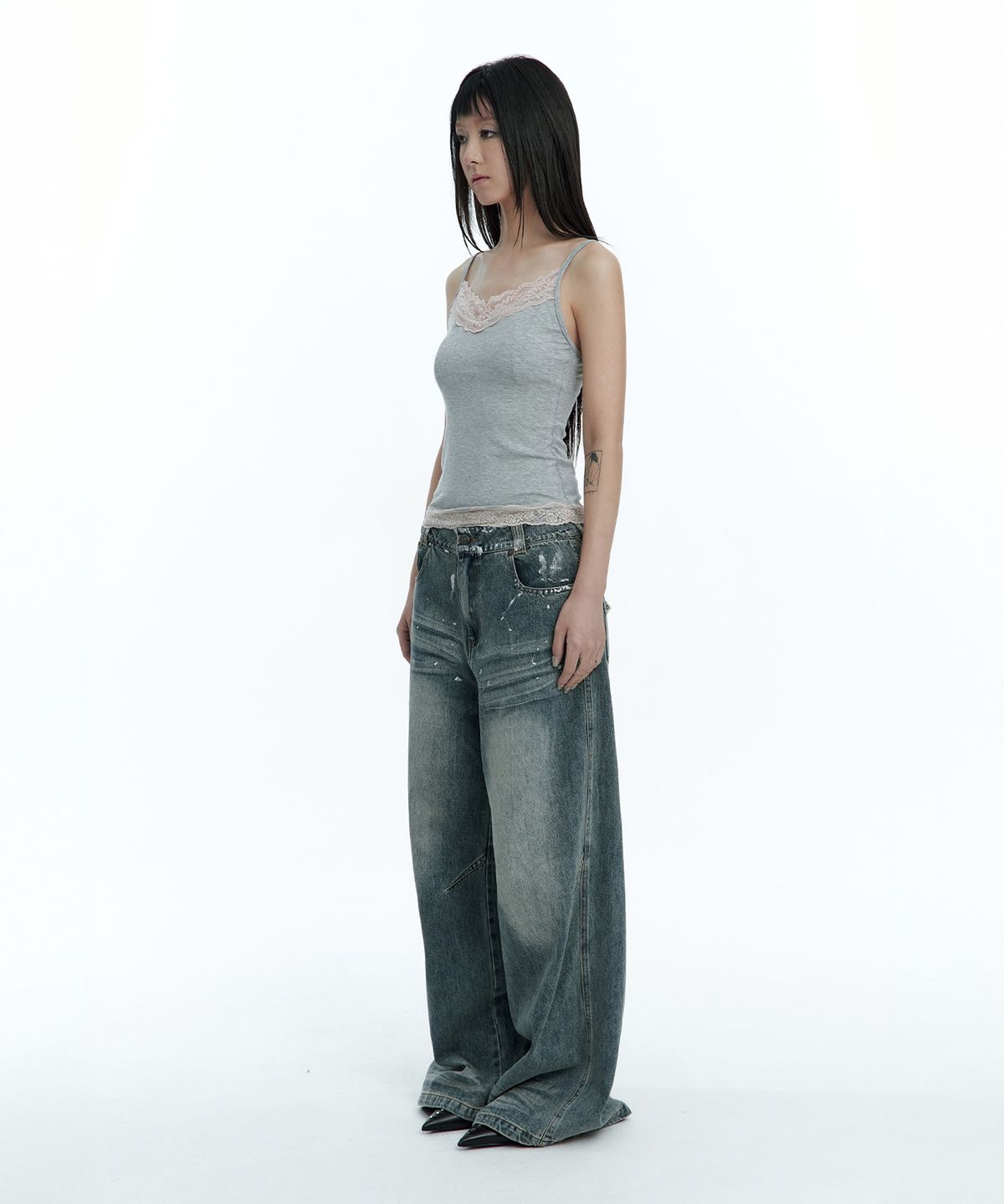러프넥(ROUGHNECK) Soft Lace Sleeveless Gray