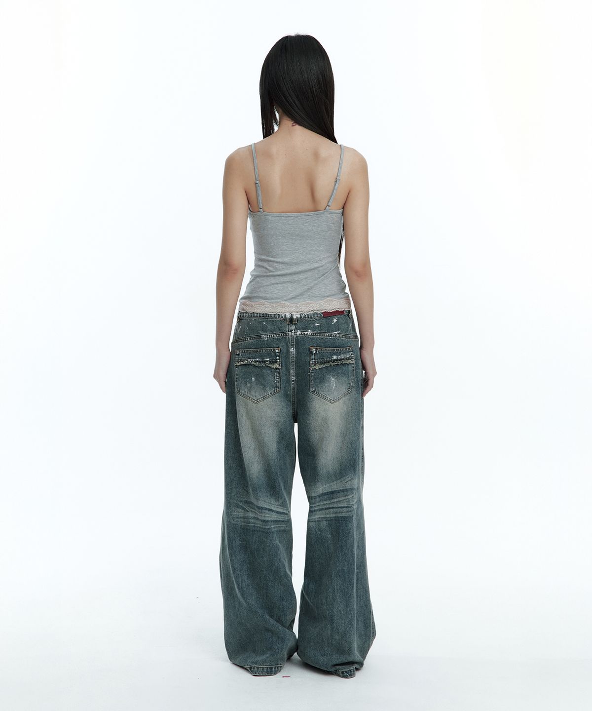 러프넥(ROUGHNECK) Soft Lace Sleeveless Gray