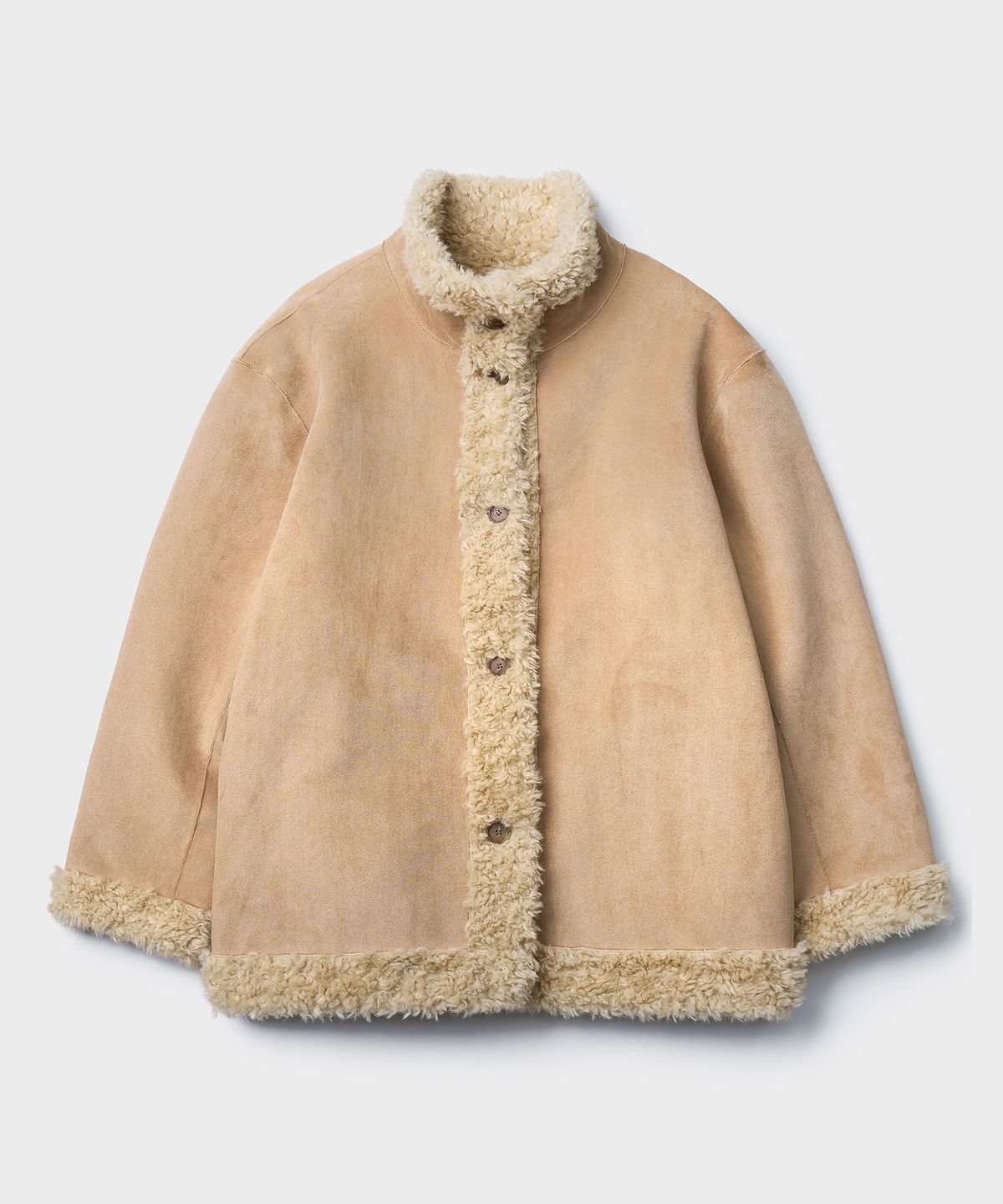 튜드먼트(TTUDEMENT) REVERSIBLE SHEARLING HALF COAT_BEIGE