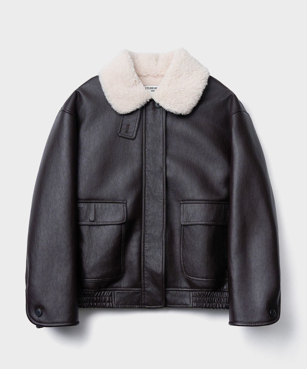 튜드먼트(TTUDEMENT) FAUX LEATHER BOMBER MUSTANG_BROWN