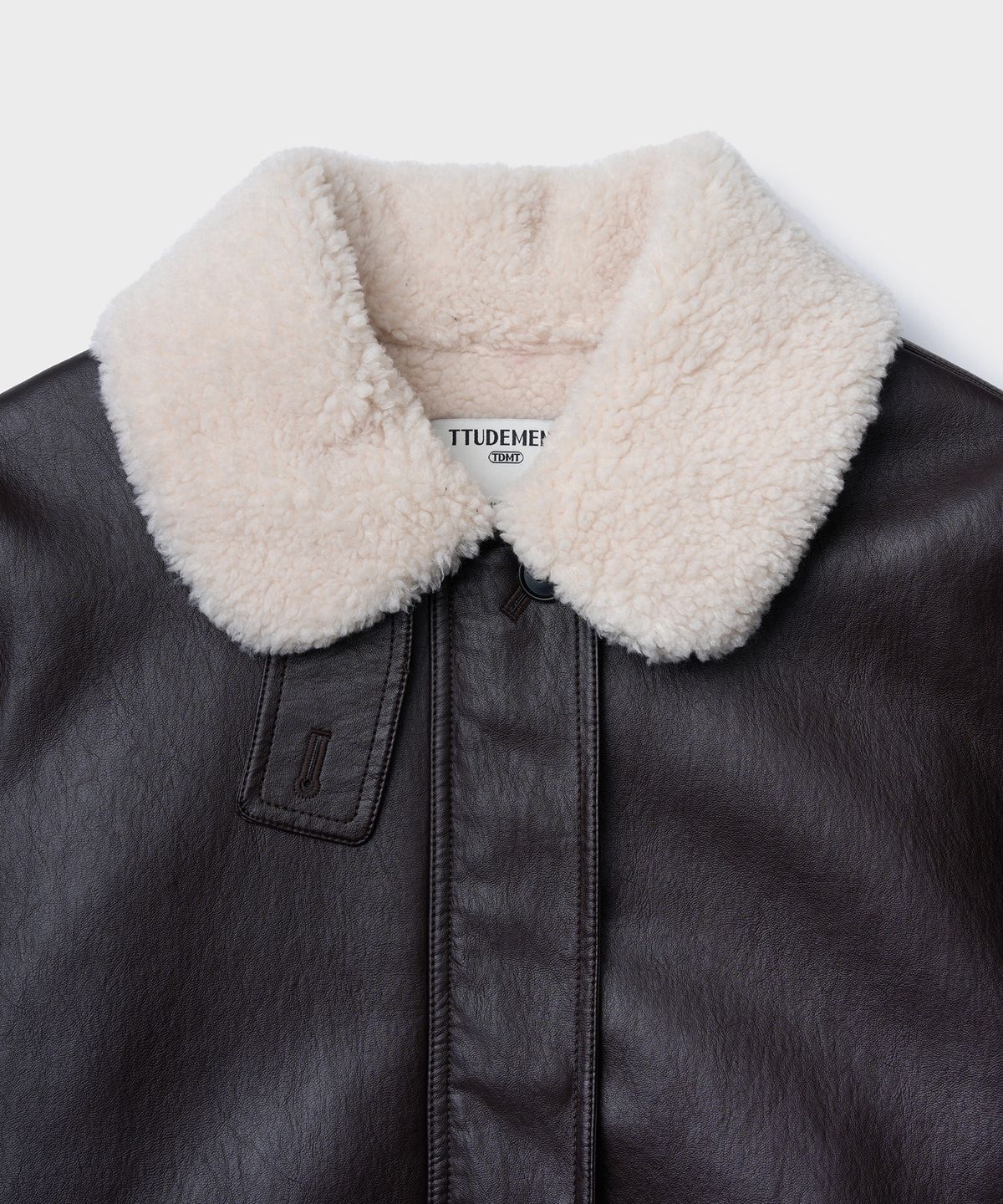 튜드먼트(TTUDEMENT) FAUX LEATHER BOMBER MUSTANG_BROWN