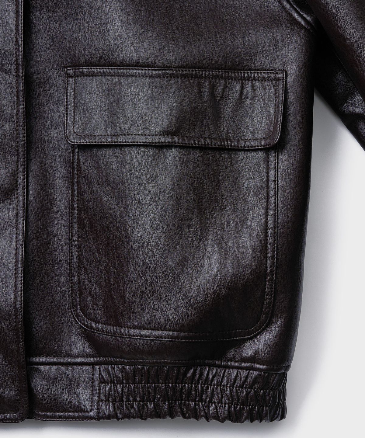 튜드먼트(TTUDEMENT) FAUX LEATHER BOMBER MUSTANG_BROWN