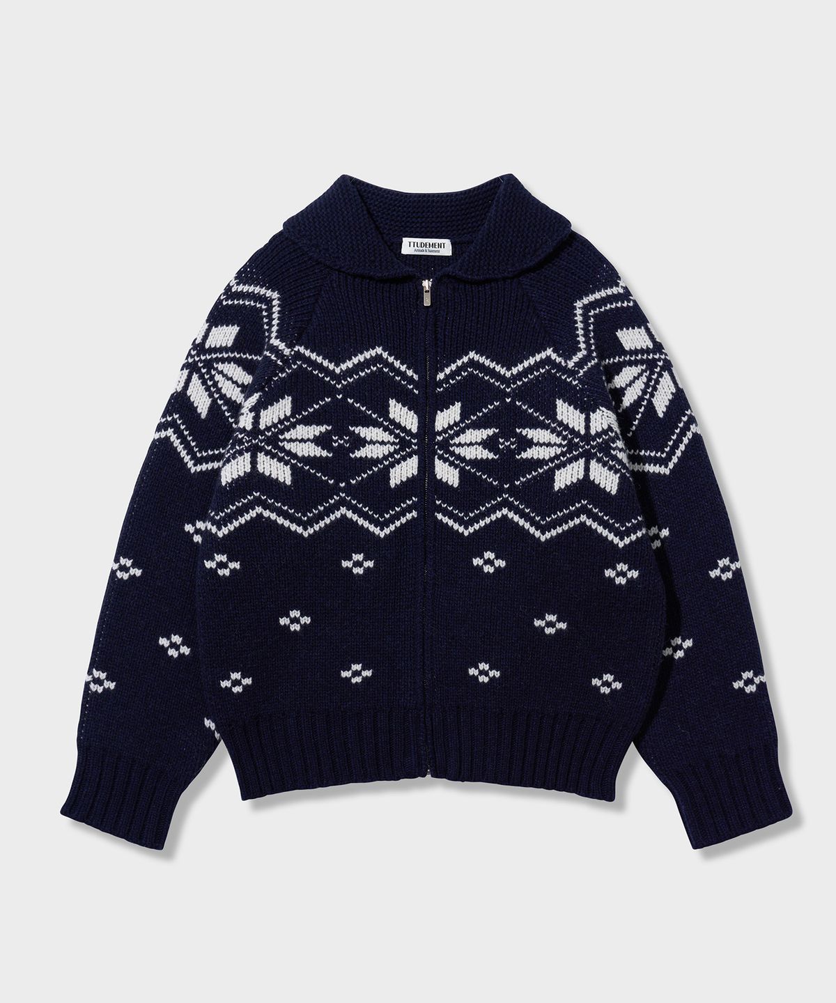 튜드먼트(TTUDEMENT) NORDIC PATTERN ZIP-UP_NAVY