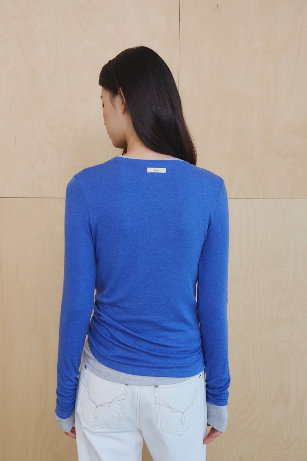 쿠메(KUMÉ) Basic Wool Blend Layering Top, Blue