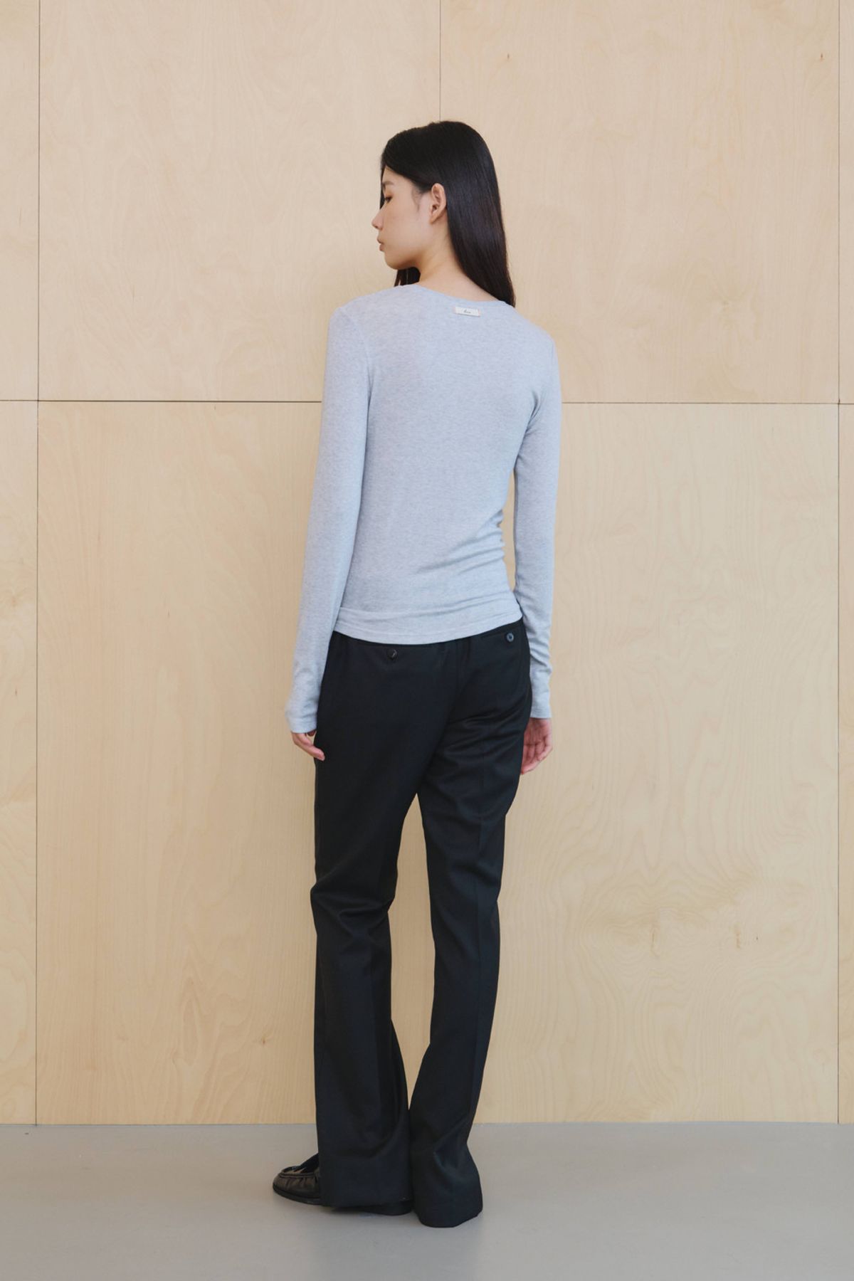 쿠메(KUMÉ) Basic Wool Blend Layering Top, Gray