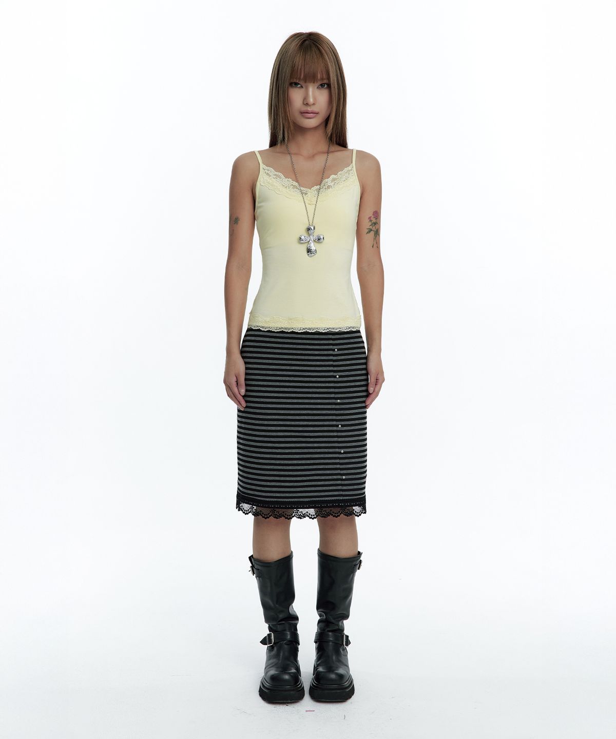 러프넥(ROUGHNECK) Soft Lace Sleeveless Yellow