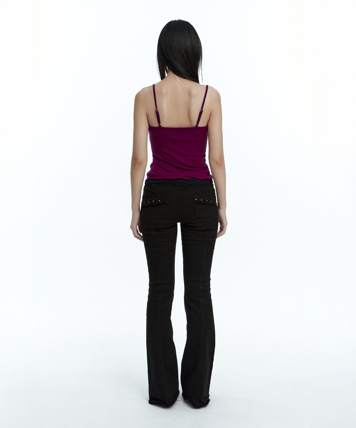 러프넥(ROUGHNECK) Soft Lace Sleeveless Plum