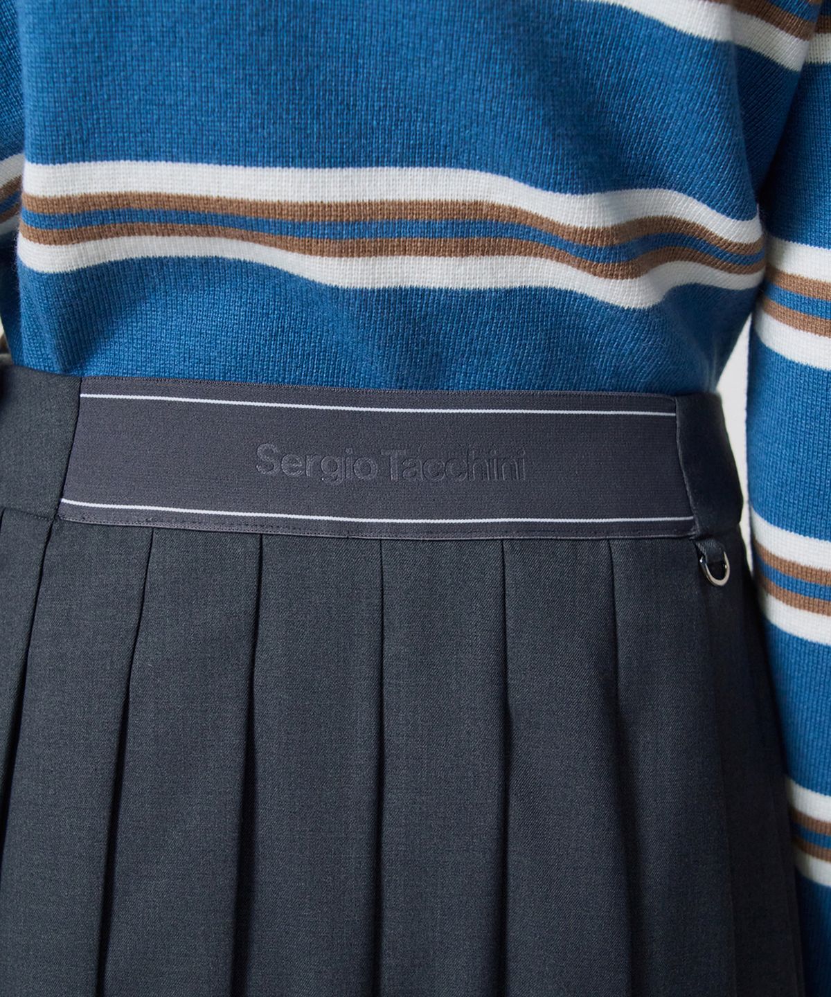 세르지오 타키니(SERGIO TACCHINI) W 클래식 언발란스 플리츠 스커트 (D.Charcoal Grey)