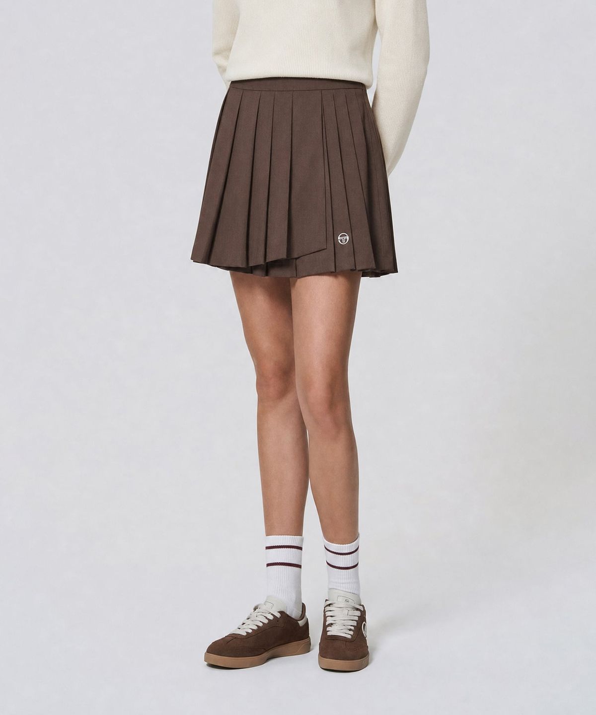 세르지오 타키니(SERGIO TACCHINI) W 클래식 언발란스 플리츠 스커트 (D.Brown)