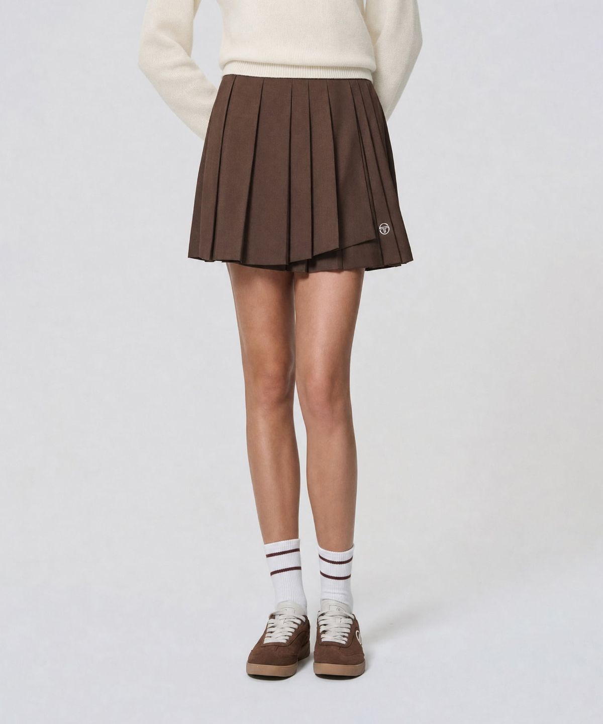 세르지오 타키니(SERGIO TACCHINI) W 클래식 언발란스 플리츠 스커트 (D.Brown)